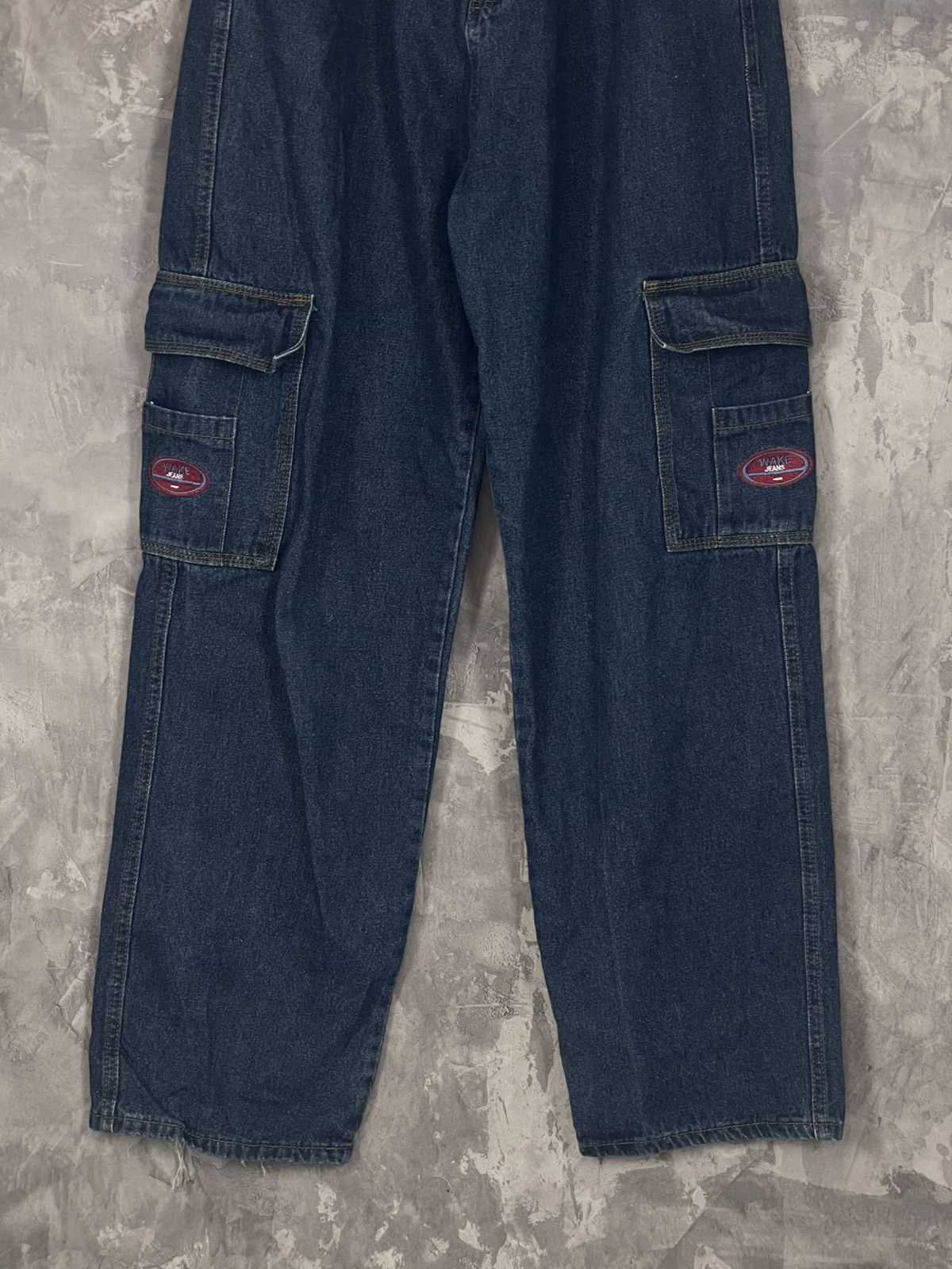 Vintage vintage Y2K Wake dark baggy fit denim cargo jeans Size US 30 / EU 46 - 8 Thumbnail