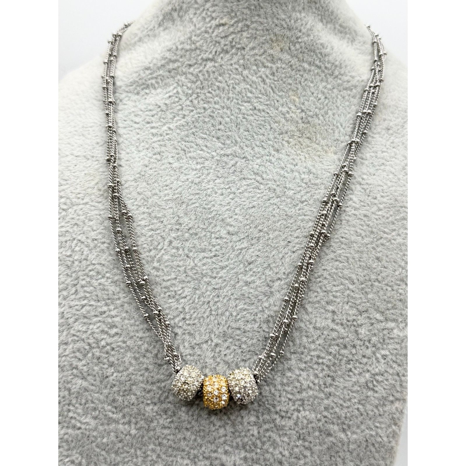 Vintage Vintage silver multi chain rhinestone necklace Size ONE SIZE - 5 Thumbnail