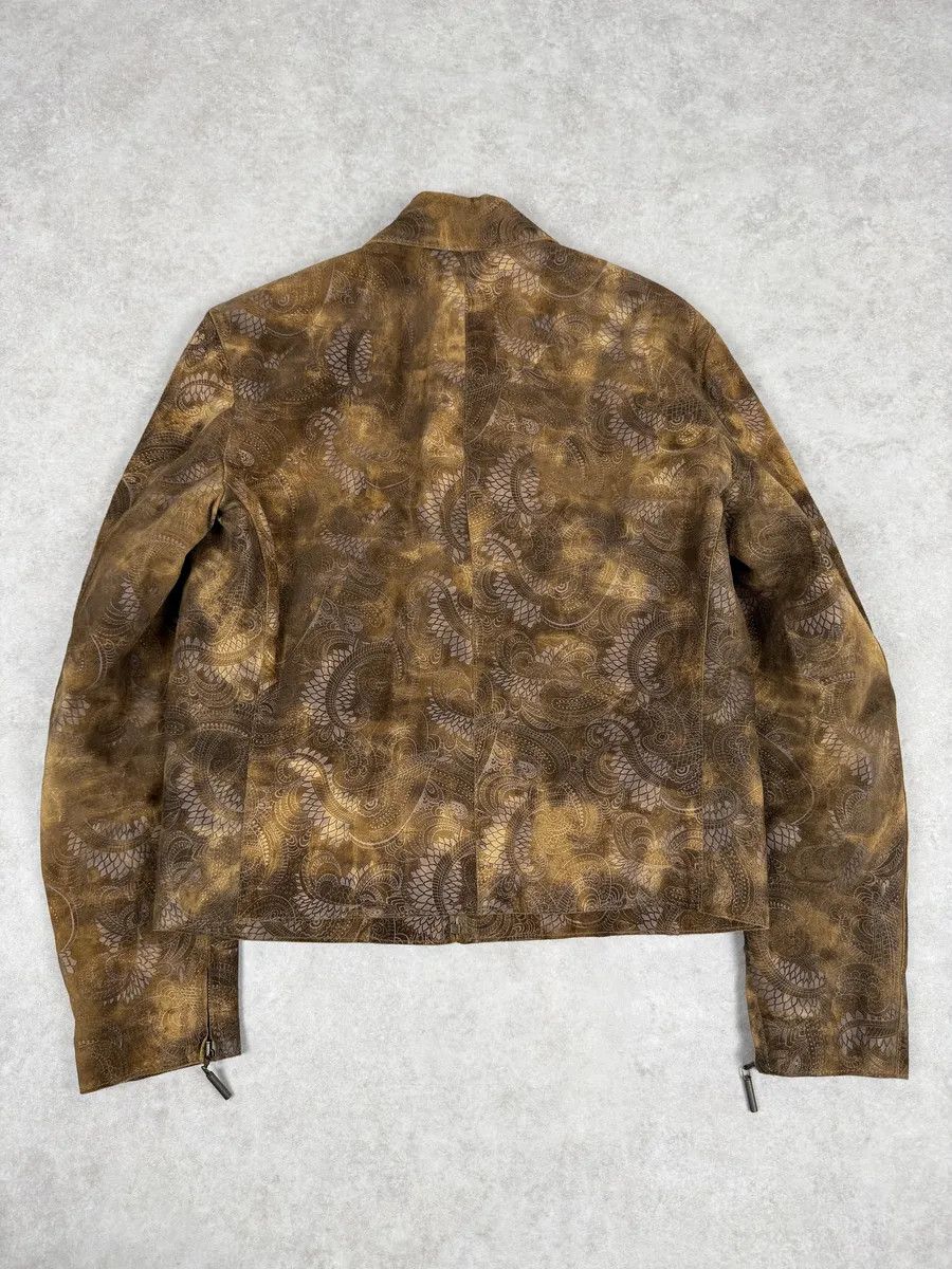 Just Cavalli 2000s Cavalli Brown Spiritual Dragon Faded Leather Premium Jacket Size US M / EU 48-50 / 2 - 2 Thumbnail