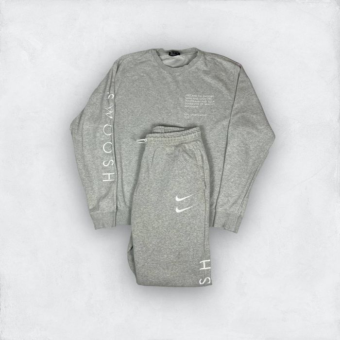 Nike Nike Swoosh Men Gray Cotton Lined Sweatsuit Set Medium/Large Grailed
