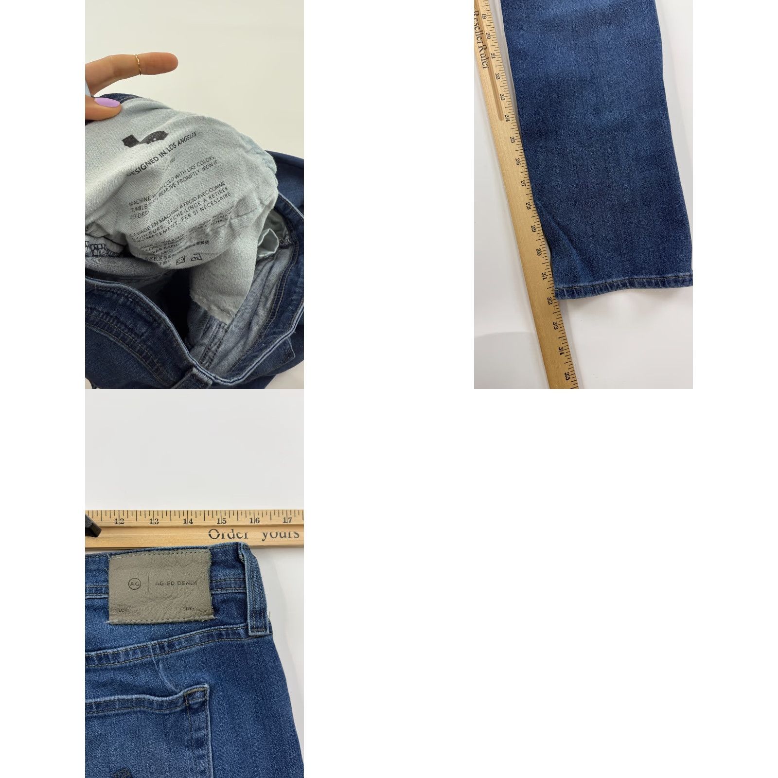 Denime AG Adriano Goldschmied Jeans Mens 31x33 Blue Denim 360 Faded Straight Leg Preppy Size US 31 - 8 Thumbnail