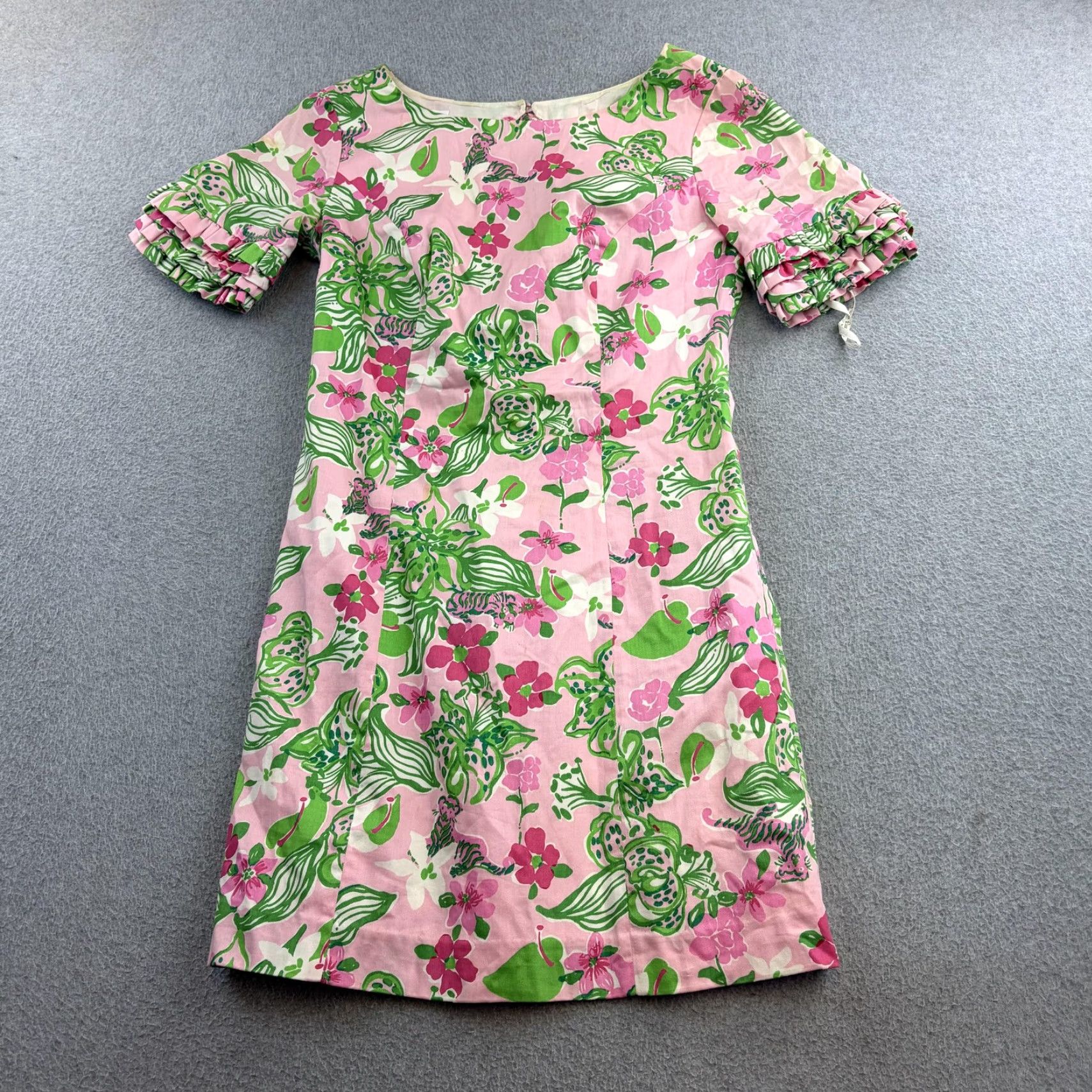 Lilly Pulitzer Lilly Pulitzer Jubilee Dress Womens 0 Pink Floral Ruffle Short Sleeve Shift Lined Jubilee Brand Womens 0 Pink Floral Dress Size XS / US 0-2 / IT 36-38 - 4 Thumbnail