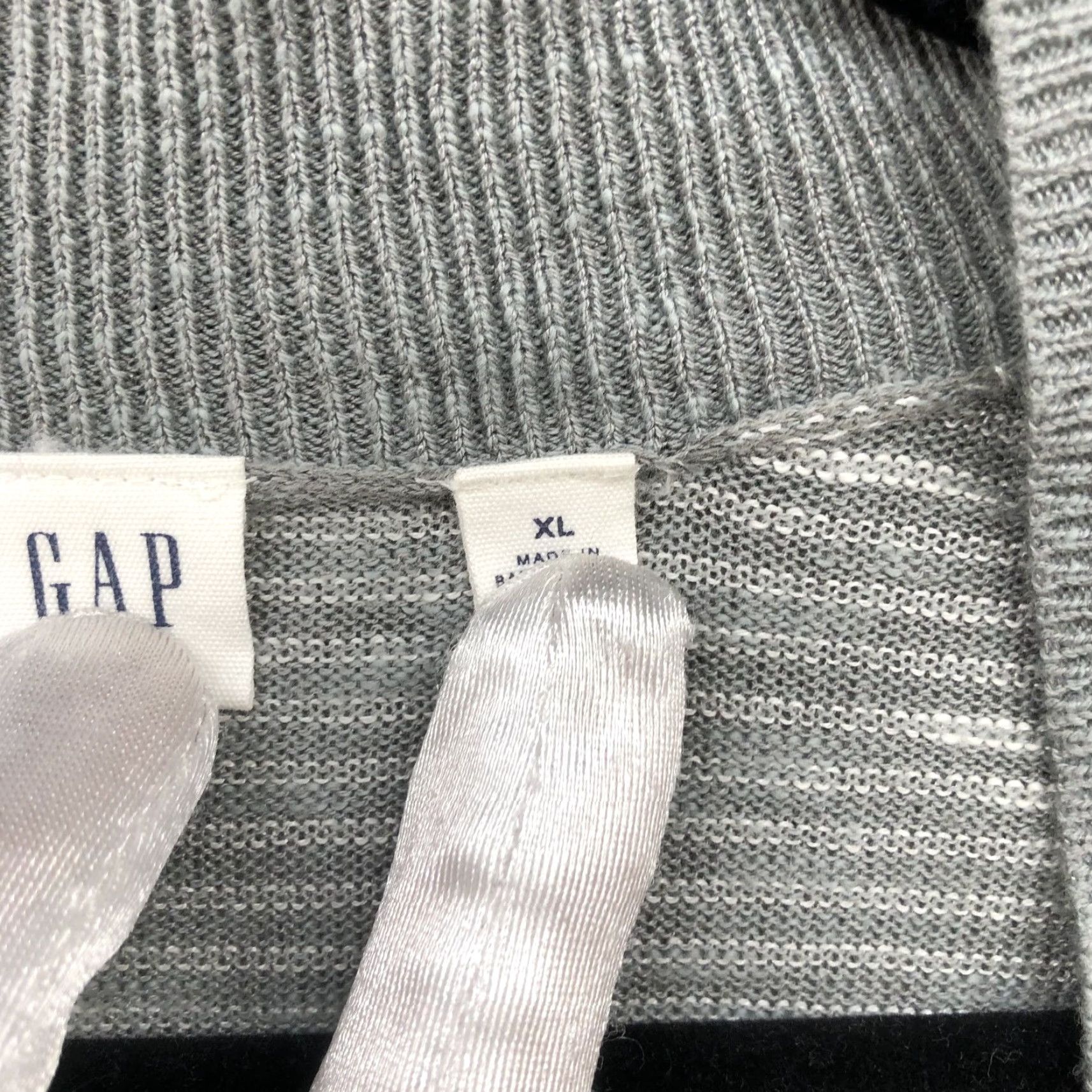 Gap Gap Cardigan Womens XL Gray Striped Slub Knit Lightweight Open Front Side Vents Size XL / US 12-14 / IT 48-50 - 7 Thumbnail