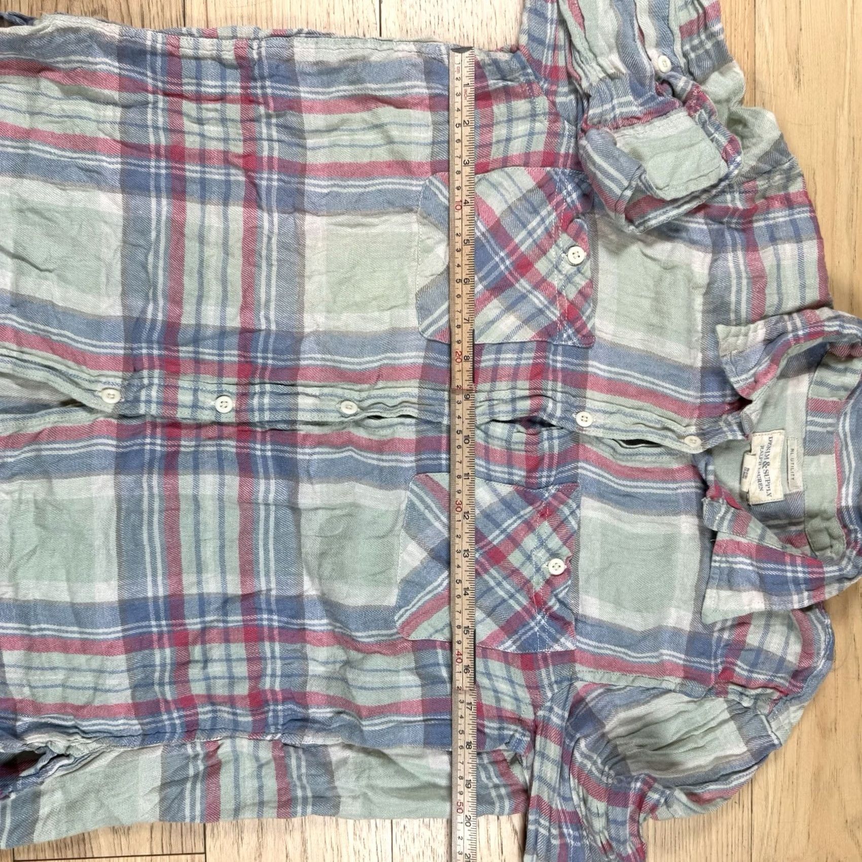 Ralph Lauren Ralph Lauren Denim & Supply Shirt Womens Medium Plaid Linen Blend Denim Top Button-Up Blue M Womens Size M / US 6-8 / IT 42-44 - 4 Thumbnail