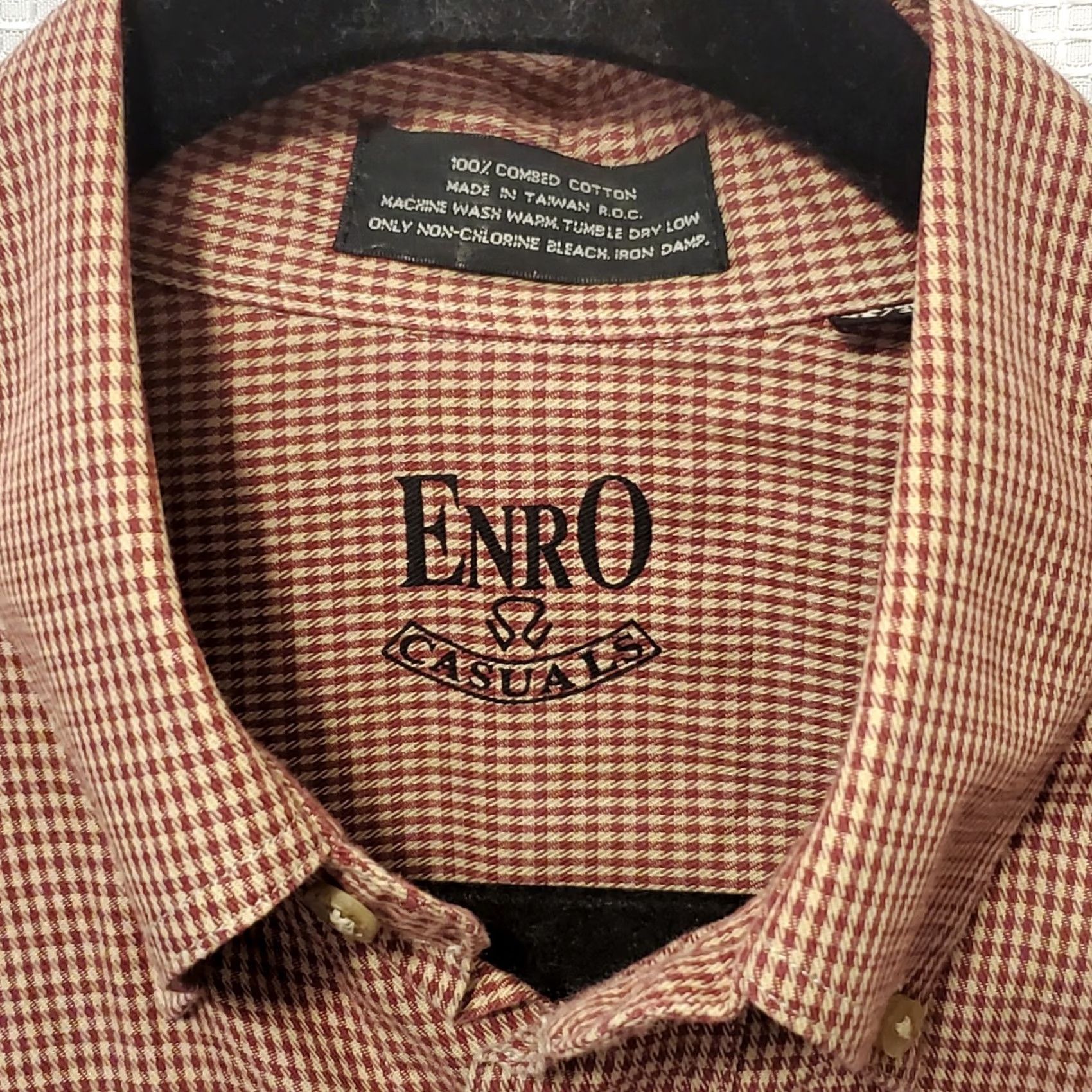 Enro VINTAGE Enro Dress Shirt Mens 15.5 34/35 Pima Pinpoint Oxford Combed Cotton USA Red Size 34R - 2 Thumbnail