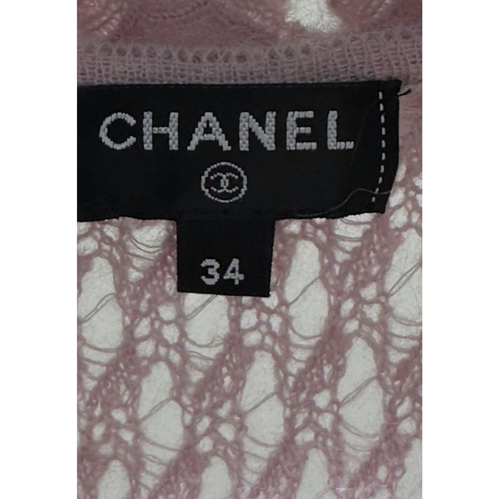 Chanel Chanel 17A Pink Flower Trim Embroidery Knit Dress Sz.34 Size XS / US 0-2 / IT 36-38 - 4 Thumbnail
