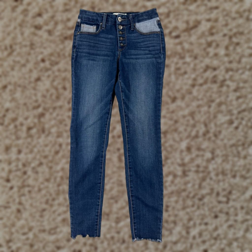 Jessica Simpson Jeans Womens 24 Blue Denim Ankle Slim Button