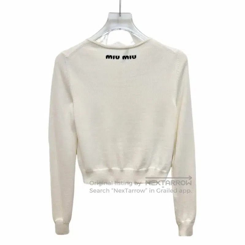 Miu Miu Miu Miu Cream Cotton Blend Women's Sweatshirt . Size S / US 4 / IT 40 - 2 Thumbnail
