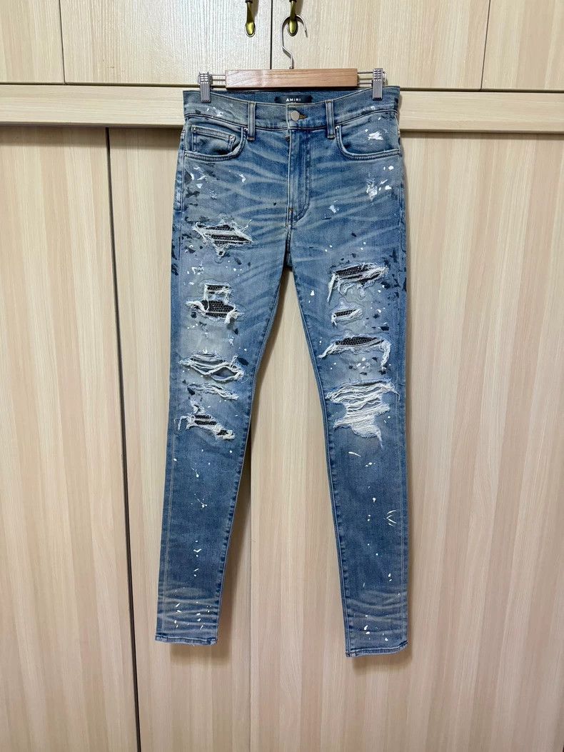 Amiri Amiri 18FW Ink Blue Diamond Destroys Blue Jeans 2501-Nextar Size US 30 / EU 46 - 1 Thumbnail