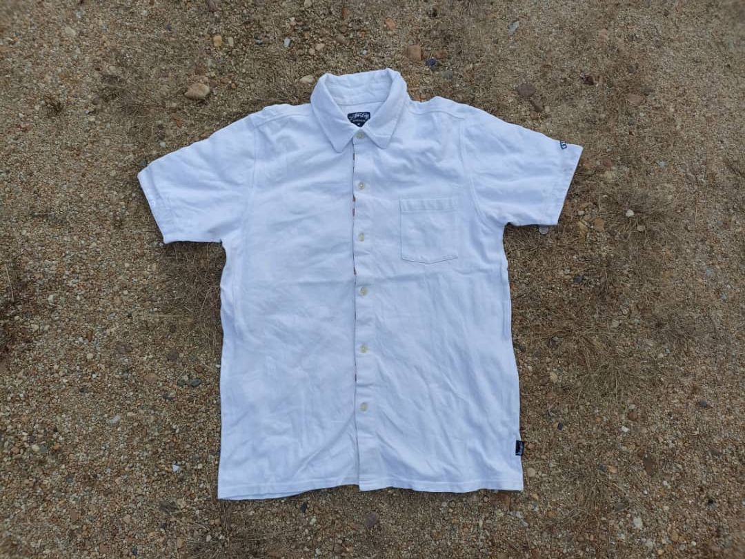 image of Stussy Button Up Single Pocket in White, Men's (Size Medium)