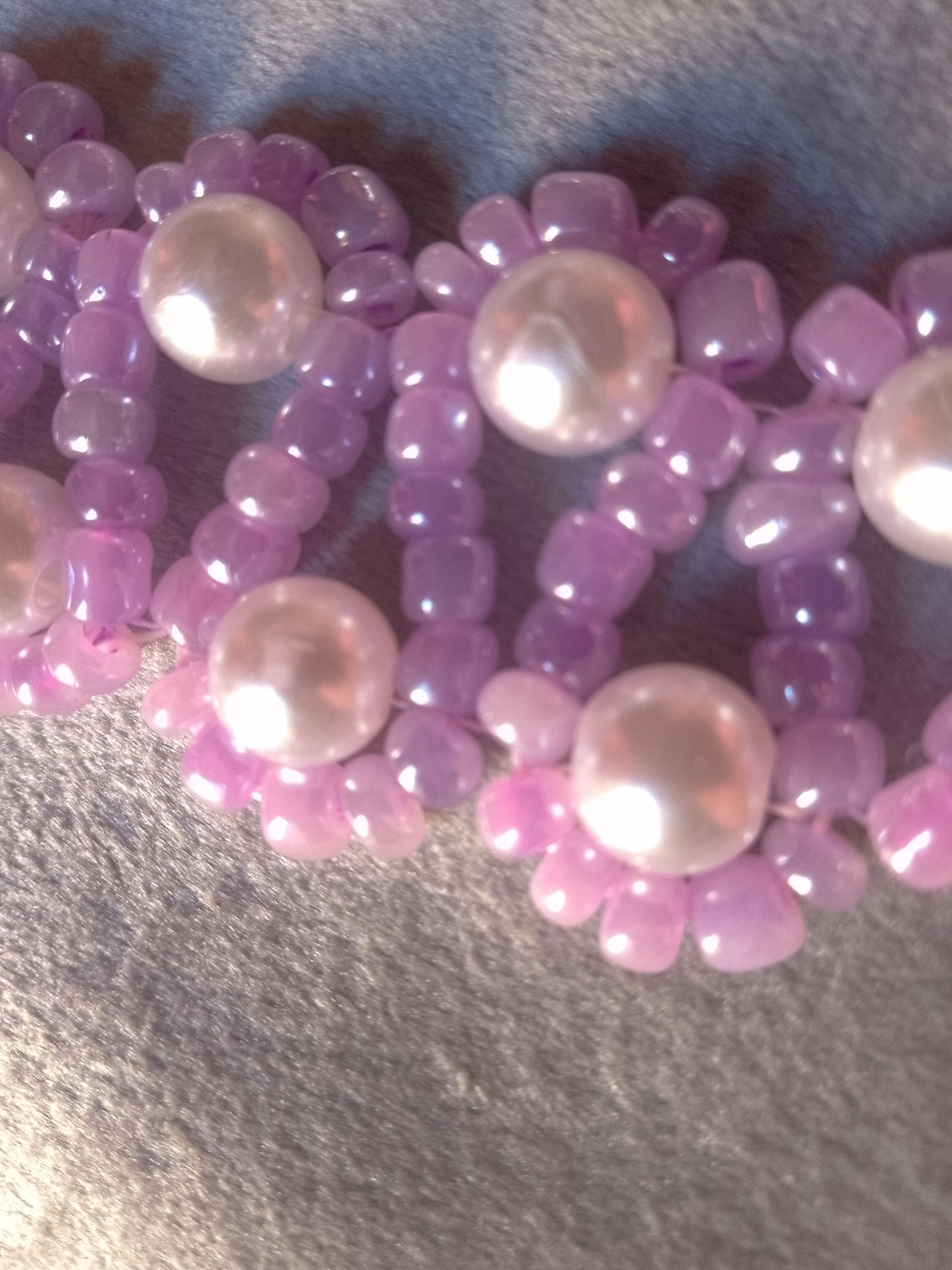 Handmade Bracelet. Pearls, light purple. Zig zag. Earrings Size ONE SIZE - 2 Thumbnail