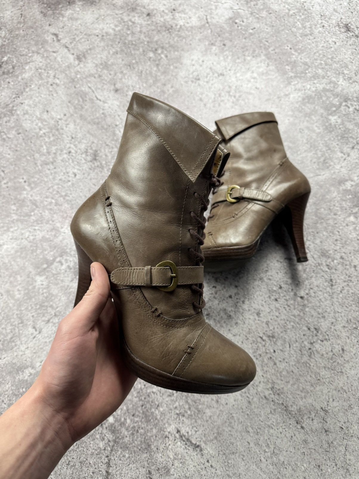 If Six Was Nine Vintage AS 98 Heel Rick Owens Style Leather Heels Boots Y2K Size US 7 / IT 37 - 8 Thumbnail