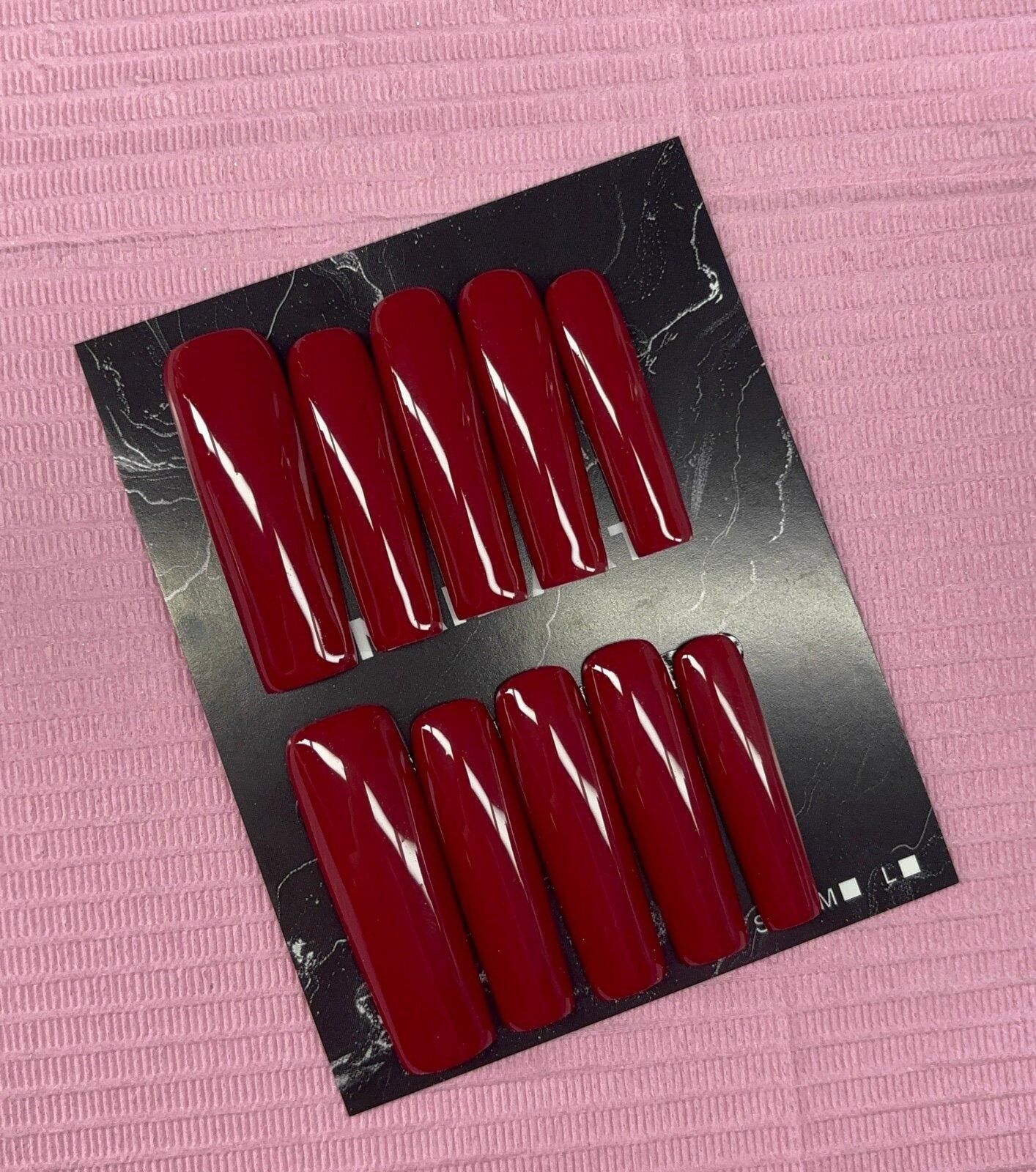 Handmade Extra long square Press on nails solid color builder gel Size ONE SIZE - 6 Thumbnail