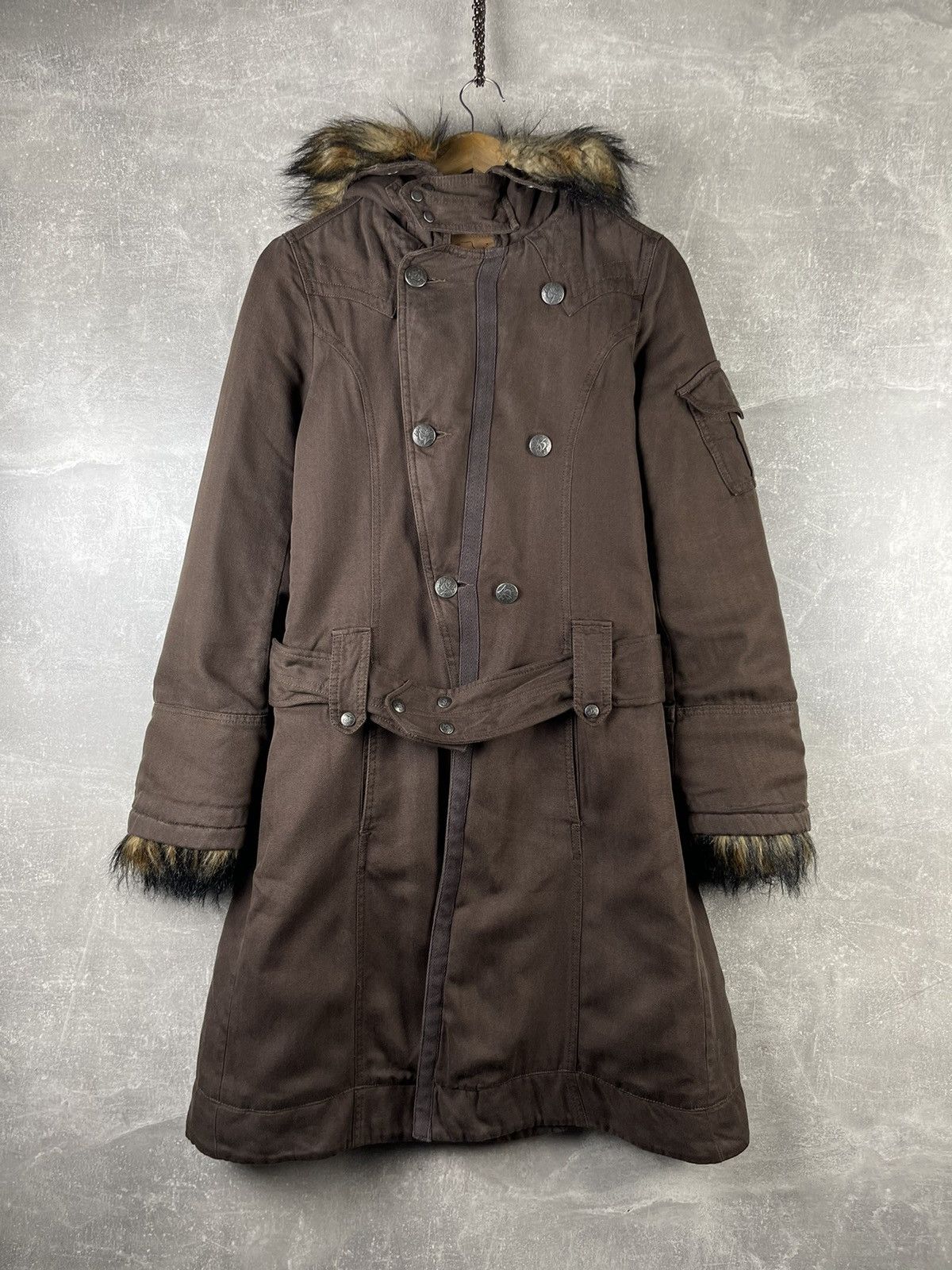 Diesel Diesel Y2K Fanny Lyocell Parka Belted Coat Fur Trim Hood Size M / US 6-8 / IT 42-44 - 2 Thumbnail