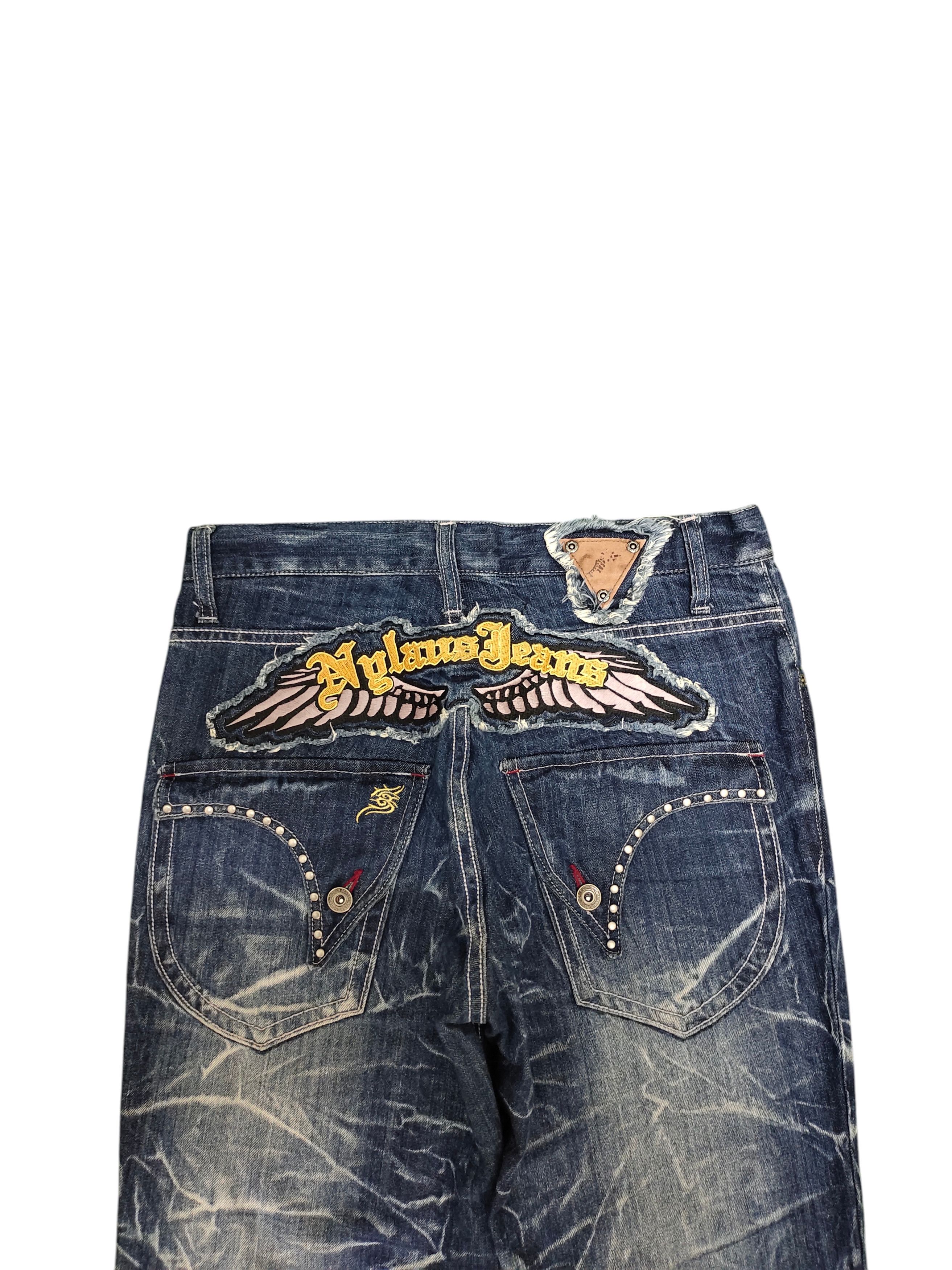 Kapital Nylaus Japan Wings Embroidered Clawmark Distress Faded Jeans Size US 30 / EU 46 - 2 Thumbnail
