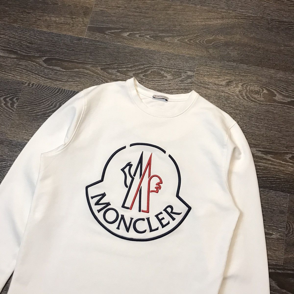 Moncler Moncler Sweatshirt Big Logo Size M/S White | Grailed