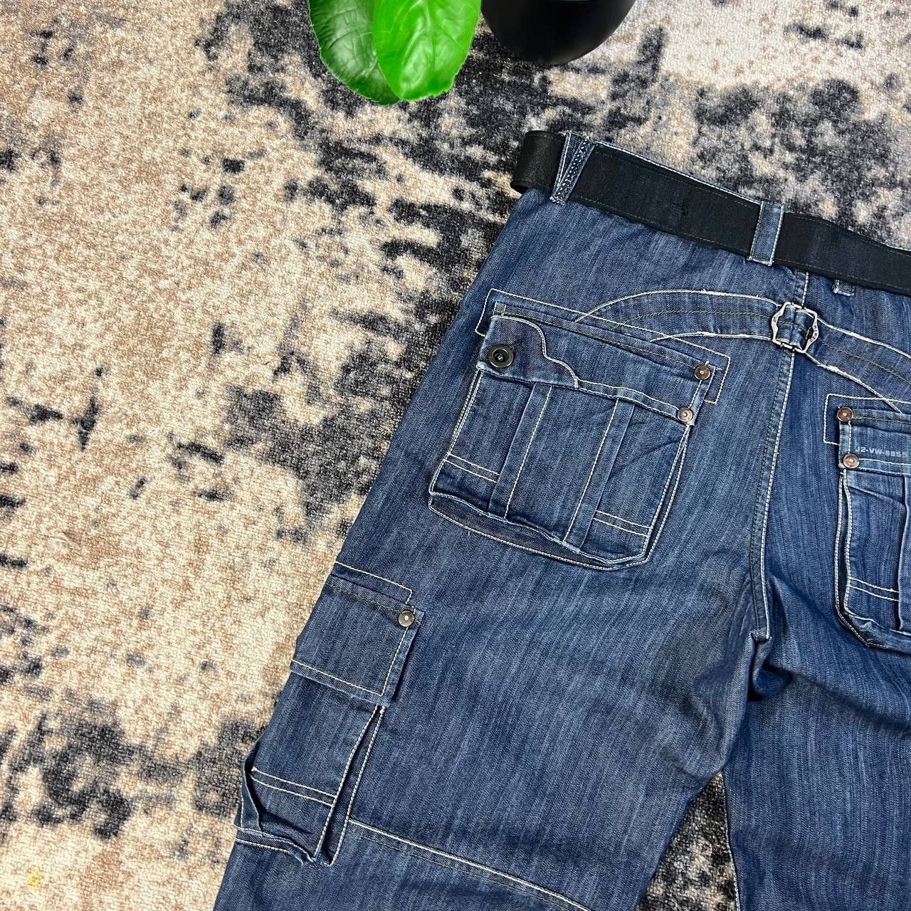 Vintage Japanese Y2K Cargo Denim Baggy Jeans Avant Garde Style Size US 34 / EU 50 - 5 Thumbnail