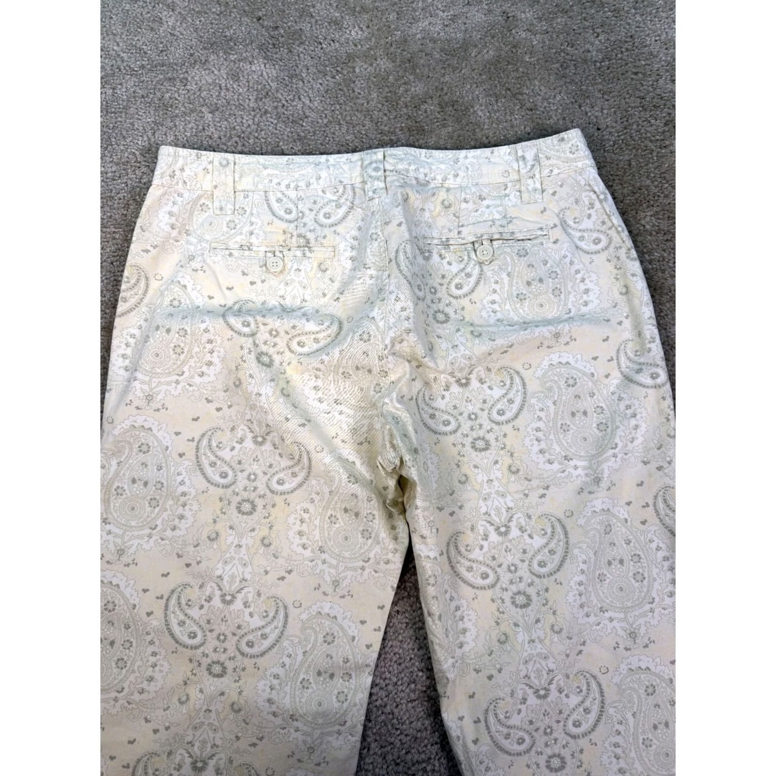 Old Navy Old Navy Women’s Pants Cotton Paisley Size 10 Boho Multicolor Regular Mid Rise Wide-Leg Dress Pants Knit Flat Front Zip Hook & Eye Drawstring Size 32" / US 10 / IT 46 - 7 Thumbnail