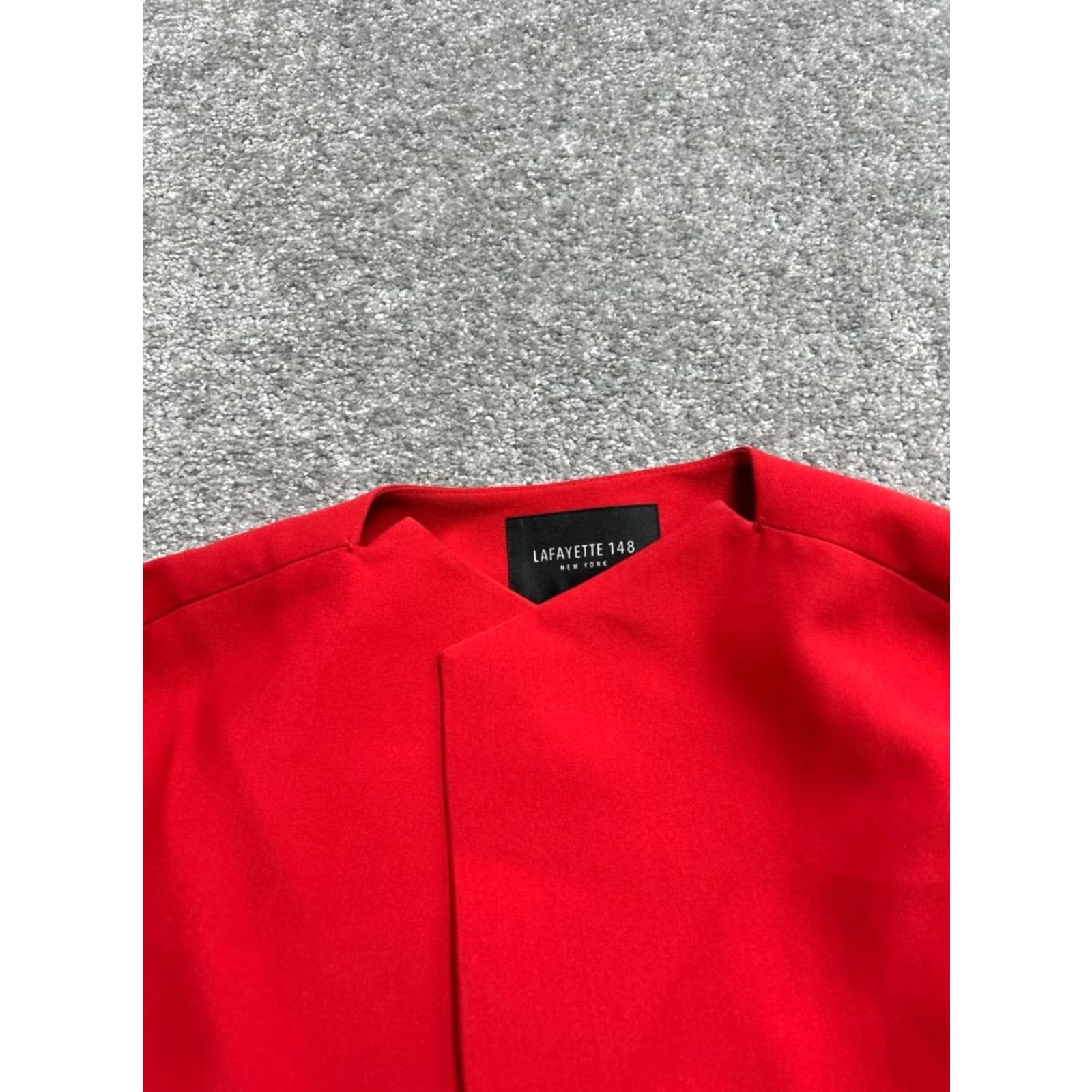 Vintage Lafayette 148 New York Tara Seamed Scuba Jacket Womens M Red Open Front Jacket Size M / US 6-8 / IT 42-44 - 5 Thumbnail