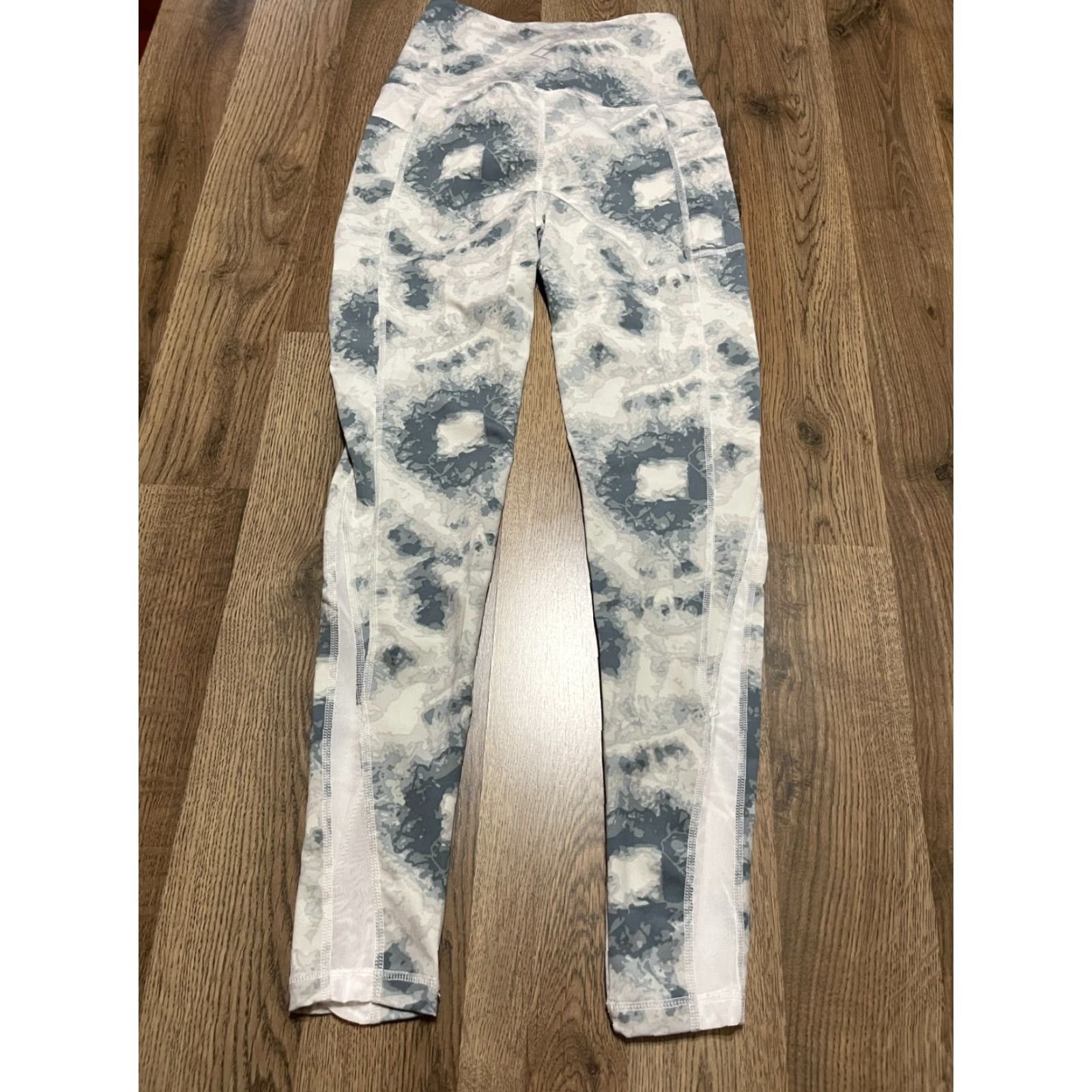 Vintage BSP Pants Women's Small White Green Leggings Pull On Pocket Tie Dye Casual Modern Size 28" / US 6 / IT 42 - 2 Thumbnail