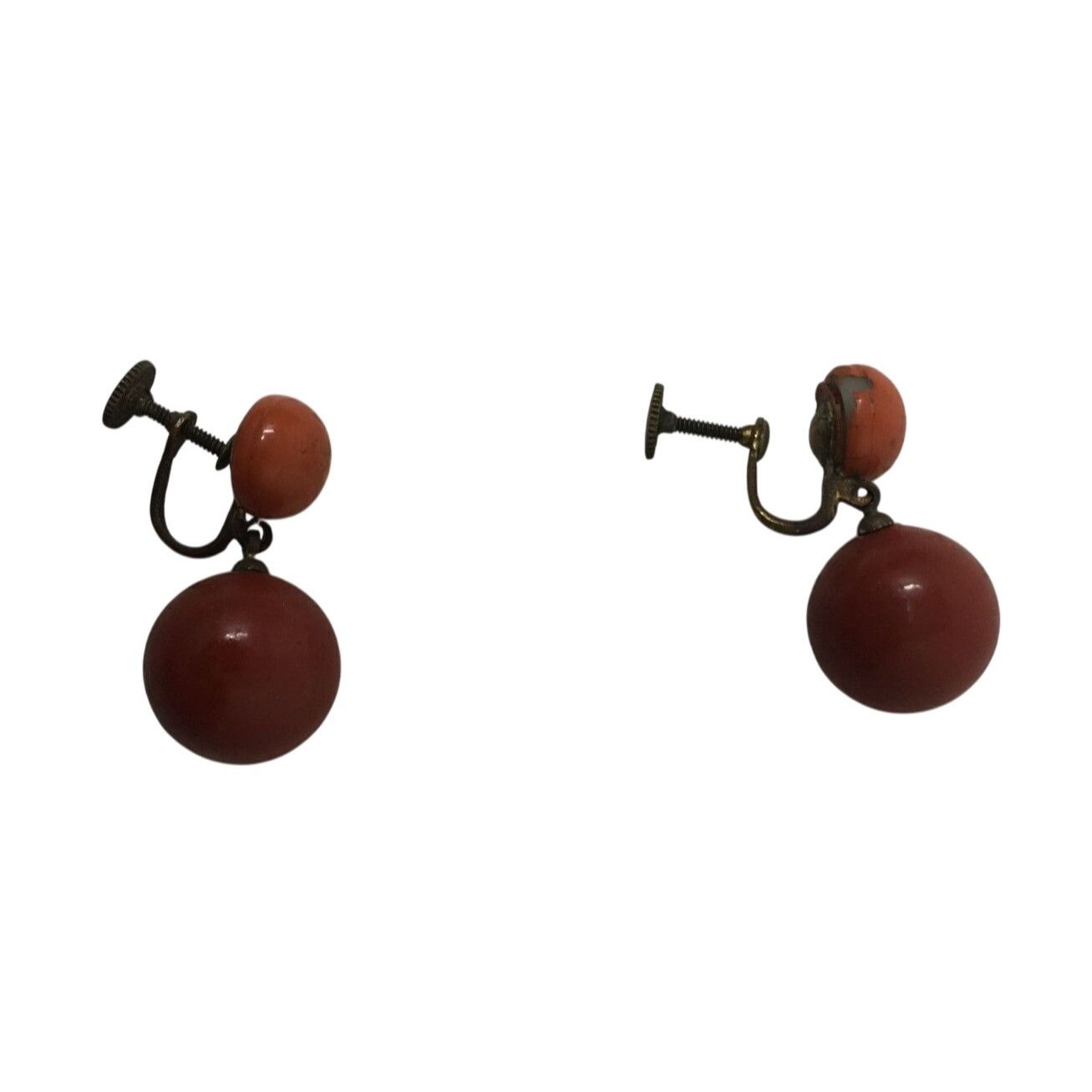 Other Women's Vintage Orange and Gold Tone Dangle Screw Back Earri Size ONE SIZE - 2 Thumbnail