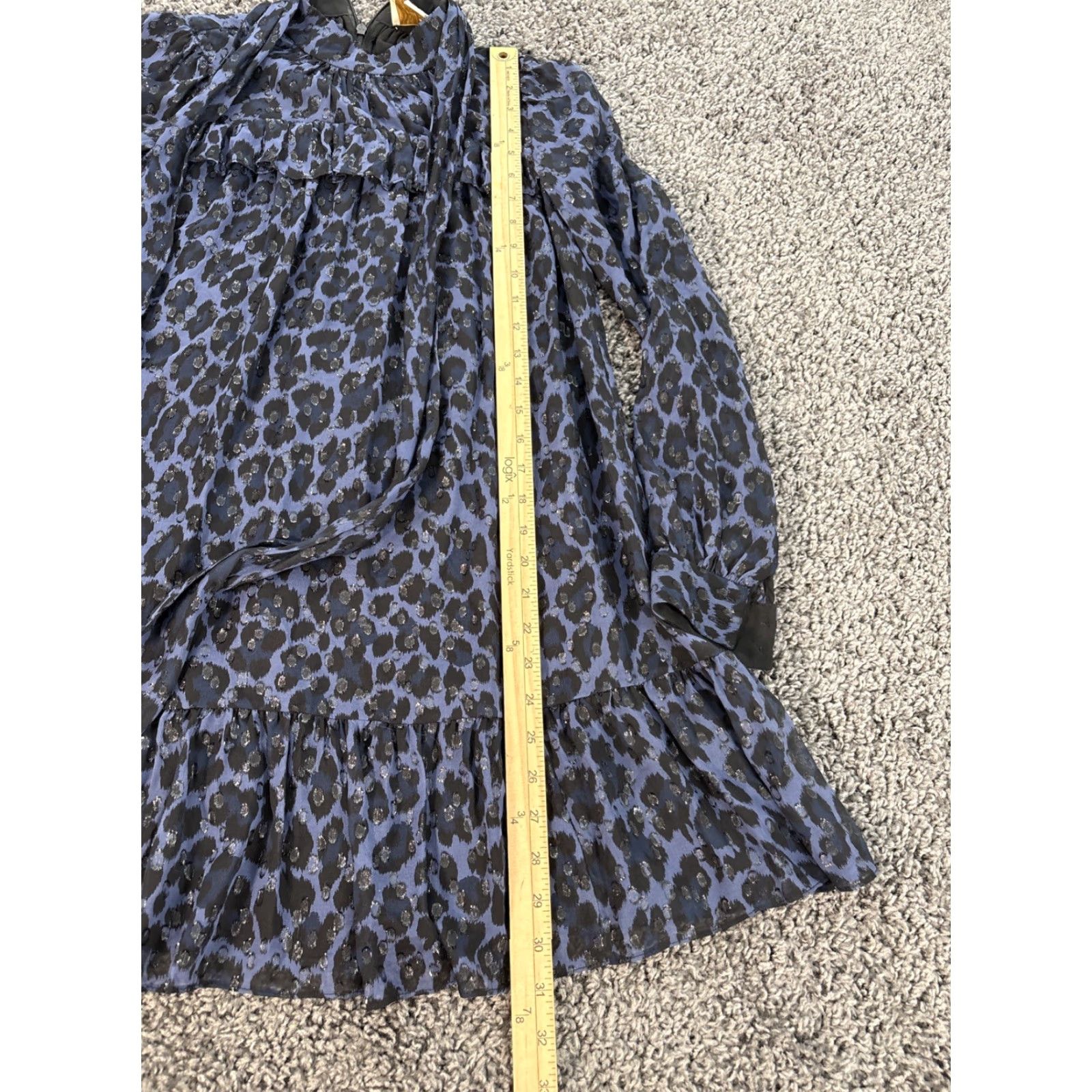 kate spade new york Dress Mini Leopard Long Sleeve Zip Silk Blue L Women  Party Cocktail ShortVintage: No - shinesquarebuilders.com