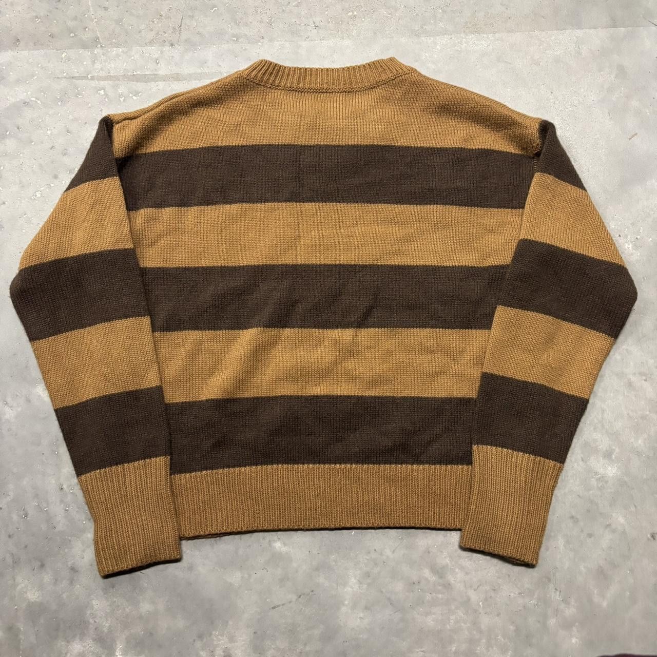 Japanese Brand × Vintage Crazy Vintage Y2K/2000s Cute Brown & Tan Striped Sweater! Size M / US 6-8 / IT 42-44 - 5 Thumbnail