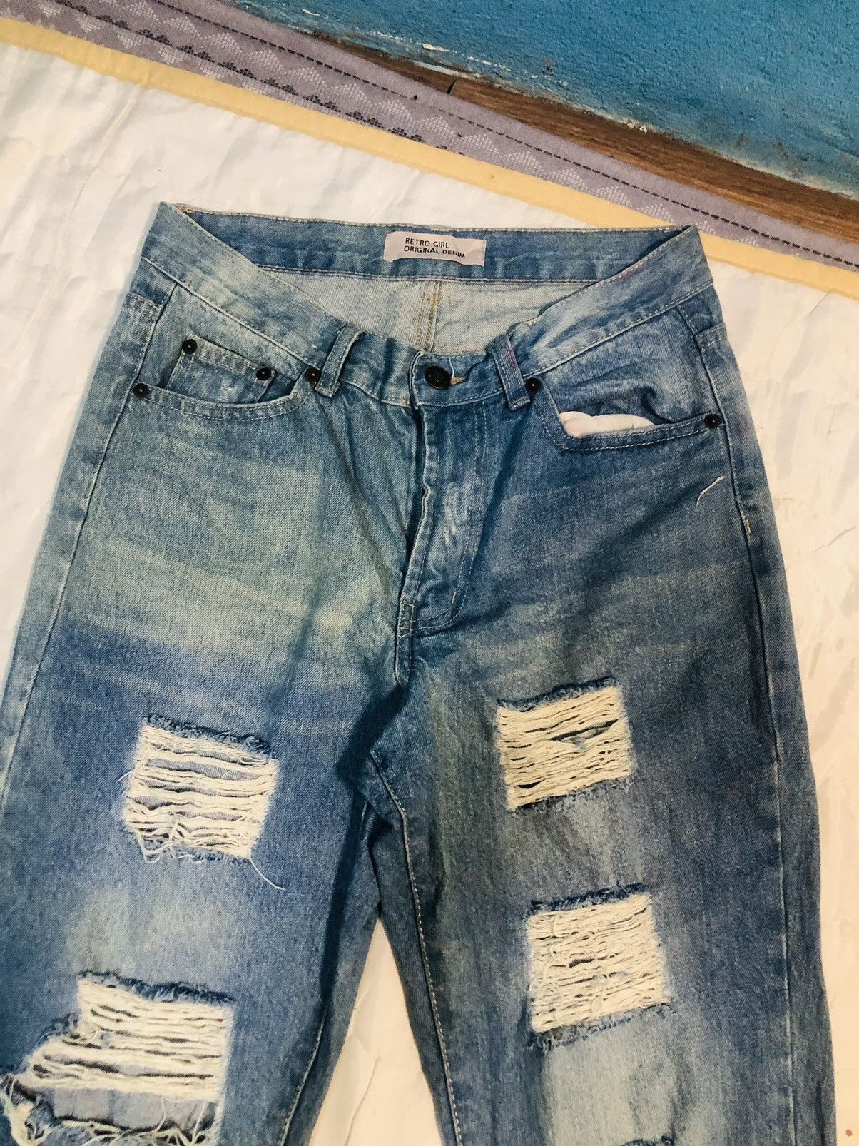 Japanese Brand Retro Girl Distressed Denim Jeans (10) Size 28" / US 6 / IT 42 - 3 Thumbnail