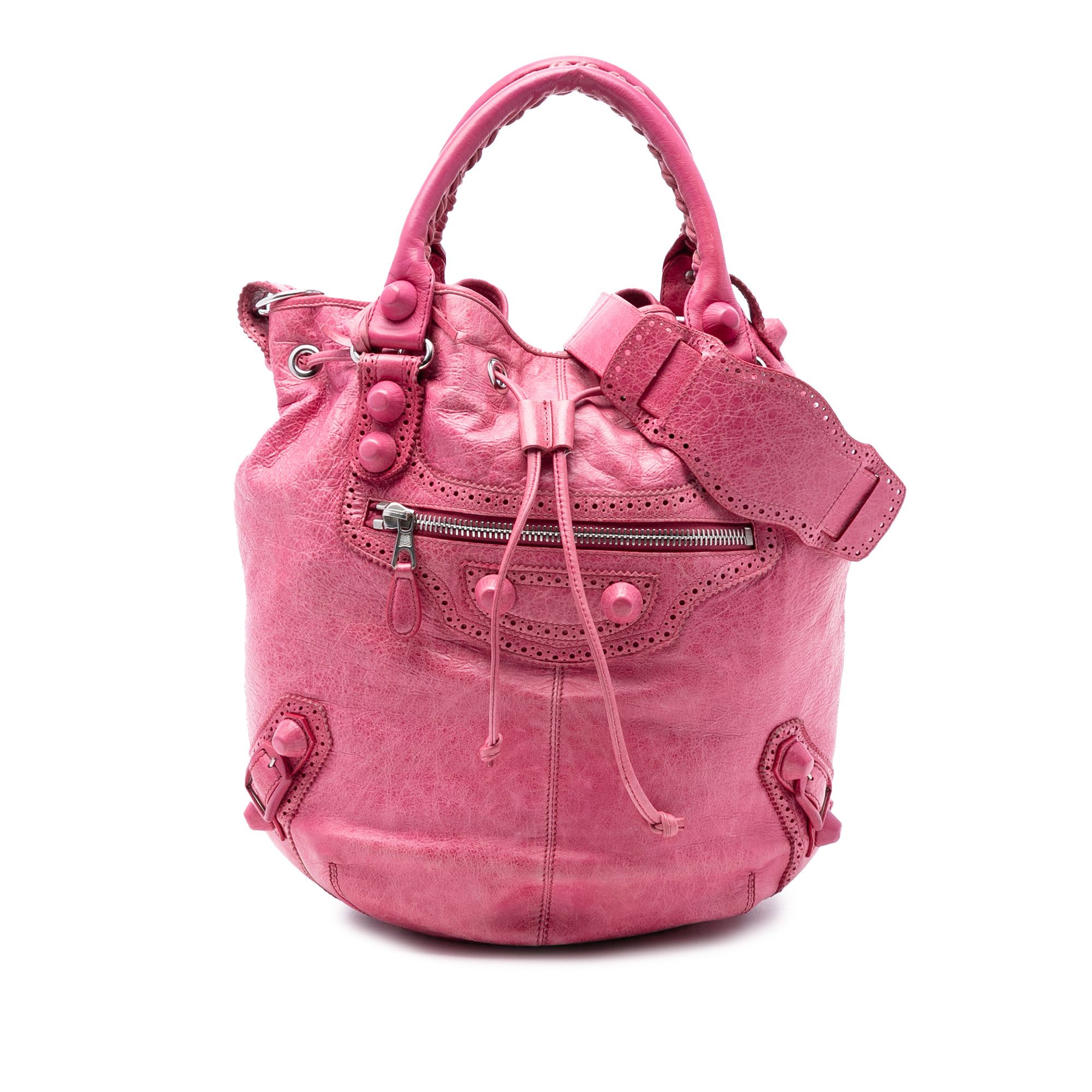 Balenciaga Balenciaga Lambskin Motocross Giant Brogues Pompon Bucket Bag Size ONE SIZE - 1 Thumbnail