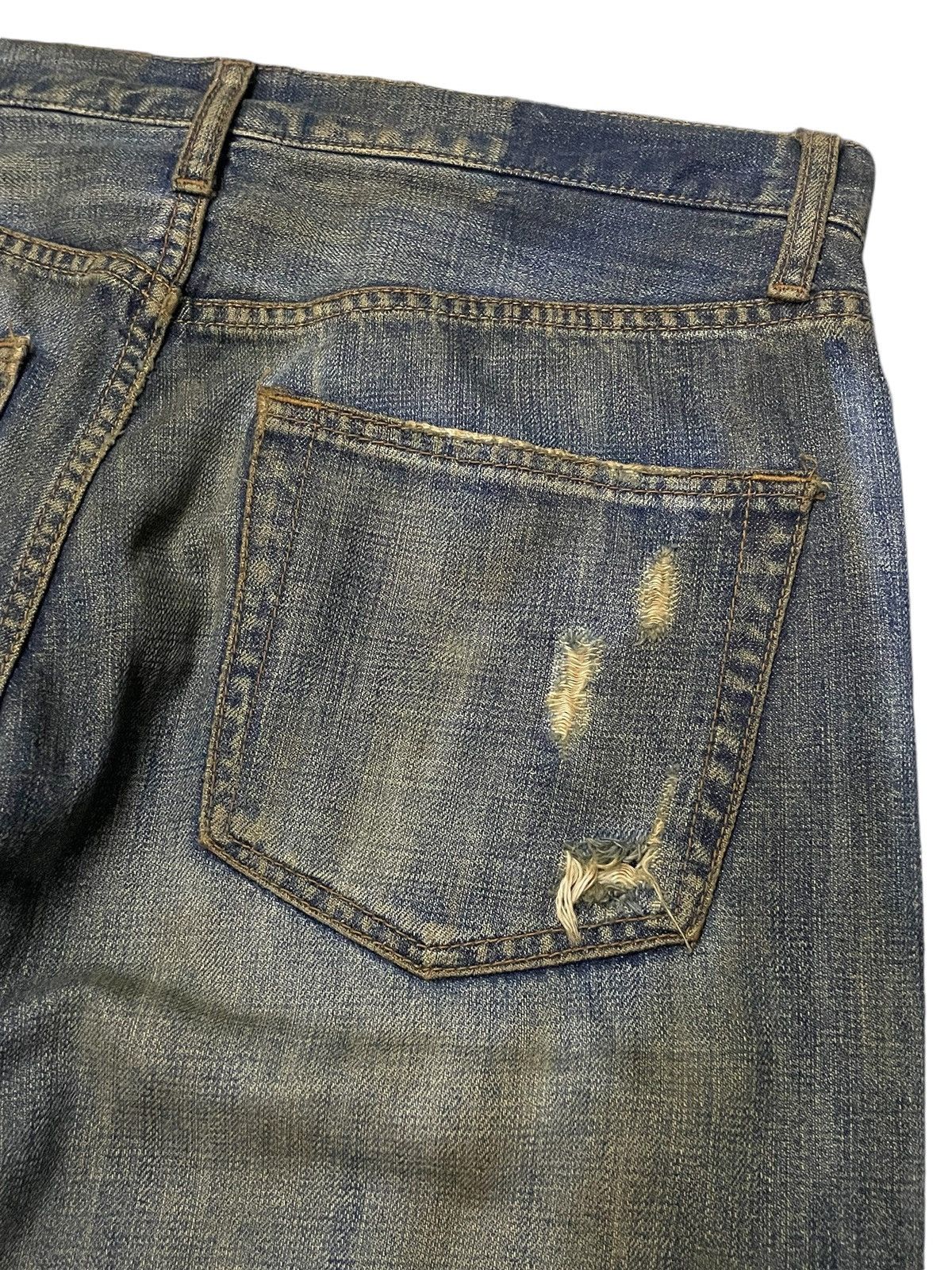20471120 × 5351 POUR LES HOMMES × Hysteric Glamour Boro 🇯🇵 Brand Heavy Stitched Repaired Distressed Mud Jeans Size US 34 / EU 50 - 19 Thumbnail