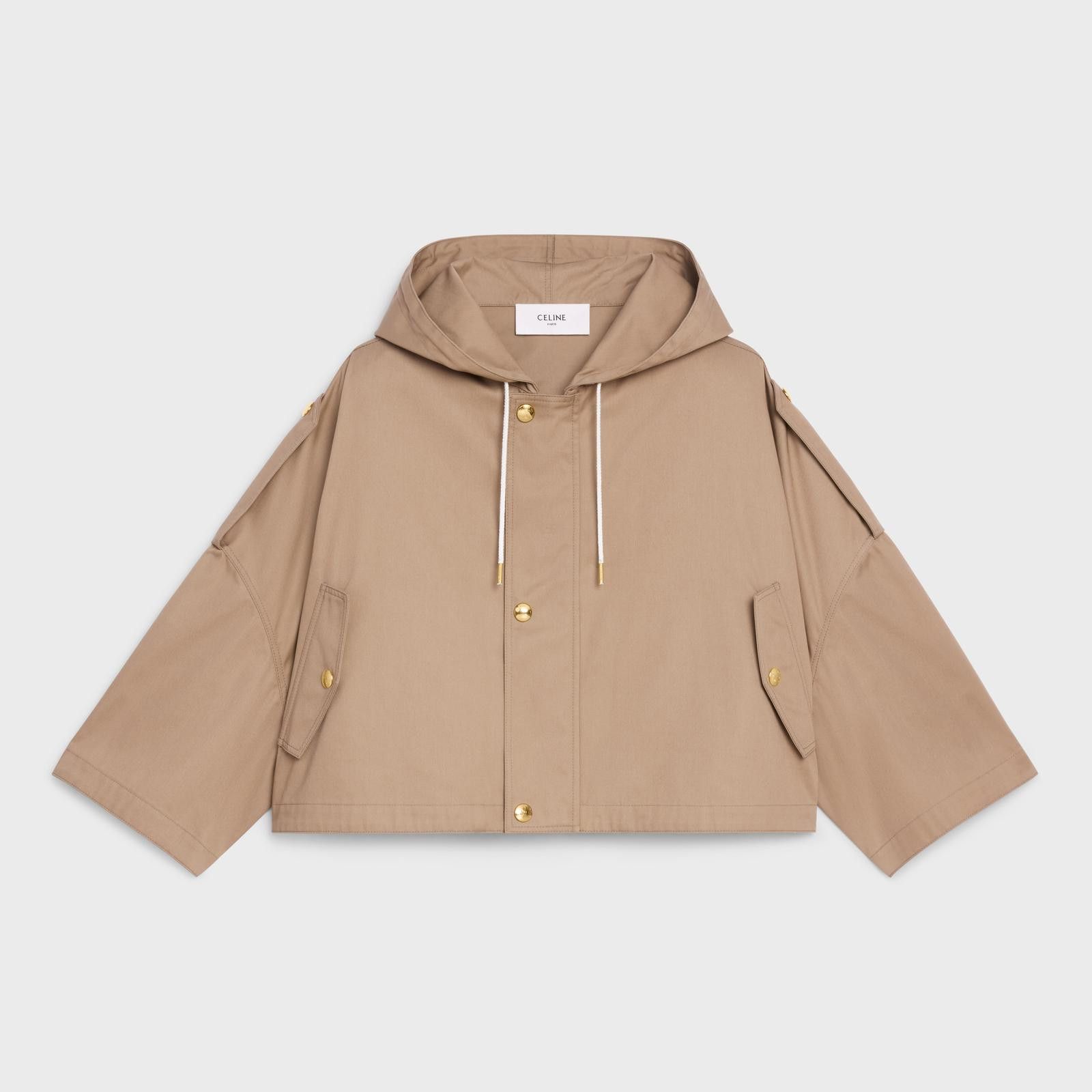Celine o1bcso1str0924 Cropped Parka In Technical Cotton in Beige Size S / US 4 / IT 40 - 1 Thumbnail