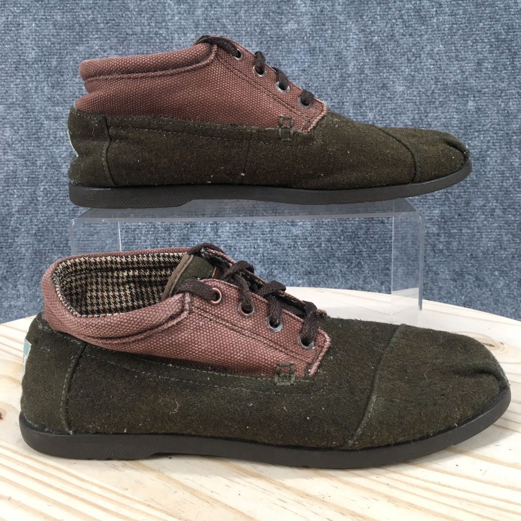 Toms Toms Boots Mens 8 Casual Comfort Lace Up Ankle Boot Green Fabric Brown Flat Boots Size US 8 / EU 41 - 2 Thumbnail