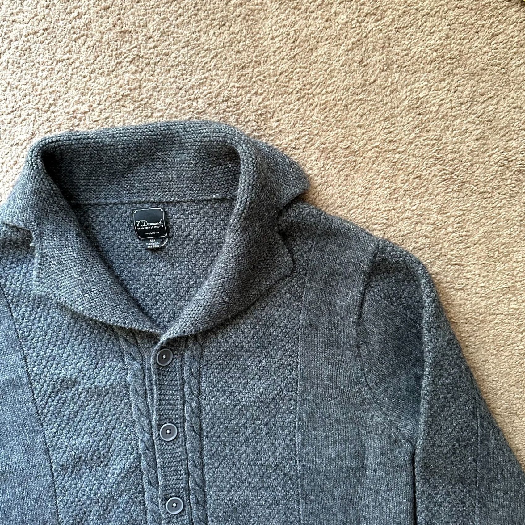 Vintage 7 Diamonds Womens 2XL Cardigan Sweater Grey Long Sleeve Wool Blend Button Up Size XXL / US 16-18 / IT 52-54 - 4 Thumbnail