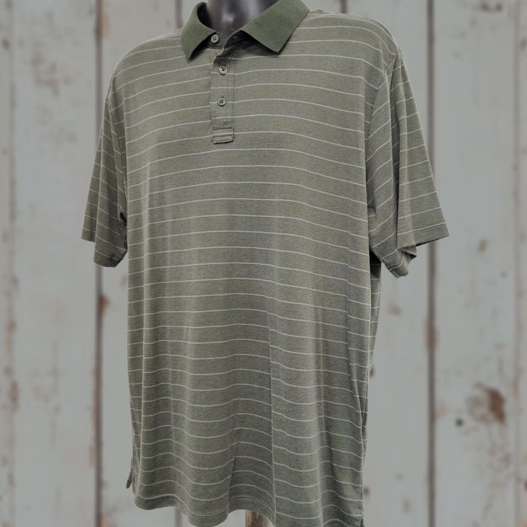 Vintage Glacier Performance Polo Shirt Men 2XL Sage Green Striped Short Sleeve Polo Shirt Size US XXL / EU 58 / 5 - 1 Thumbnail