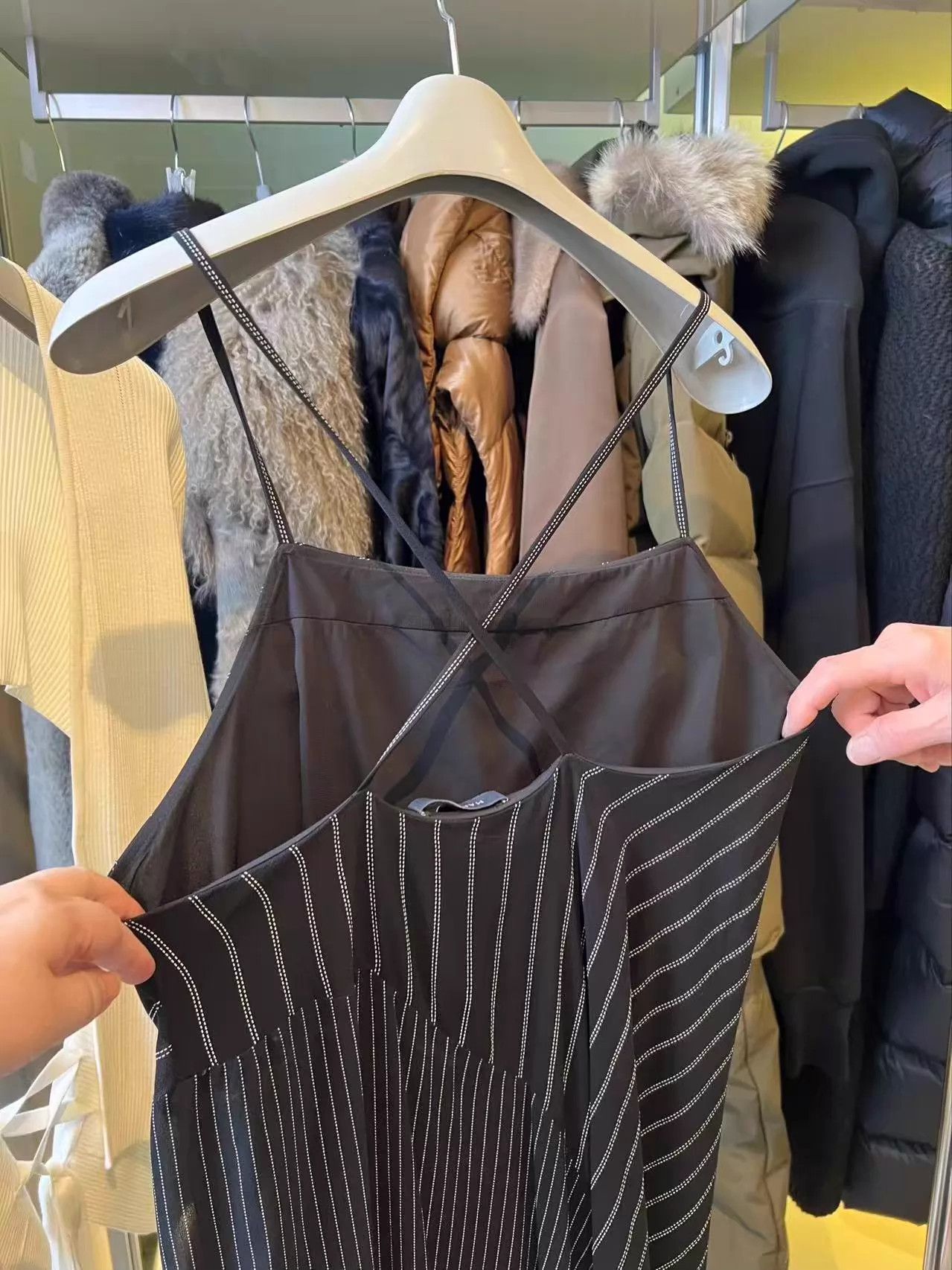 Other MARYLING Black Diagonal Stripe Silk Backless 40 Dress Size S / US 4 / IT 40 - 4 Thumbnail