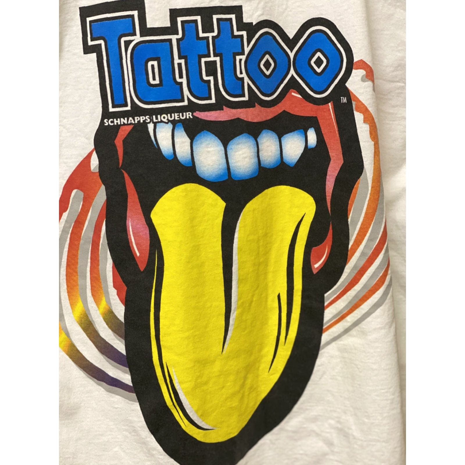 Doublet NOS VTG SCHNAPPS Liqueur Tattoo Your Tongue Double Sided Shirt White XL Men T-Shirt Cotton Short Sleeve Vintage Alstyle Hip Hop Liquor Promo 80s 90s Size US XL / EU 56 / 4 - 2 Thumbnail
