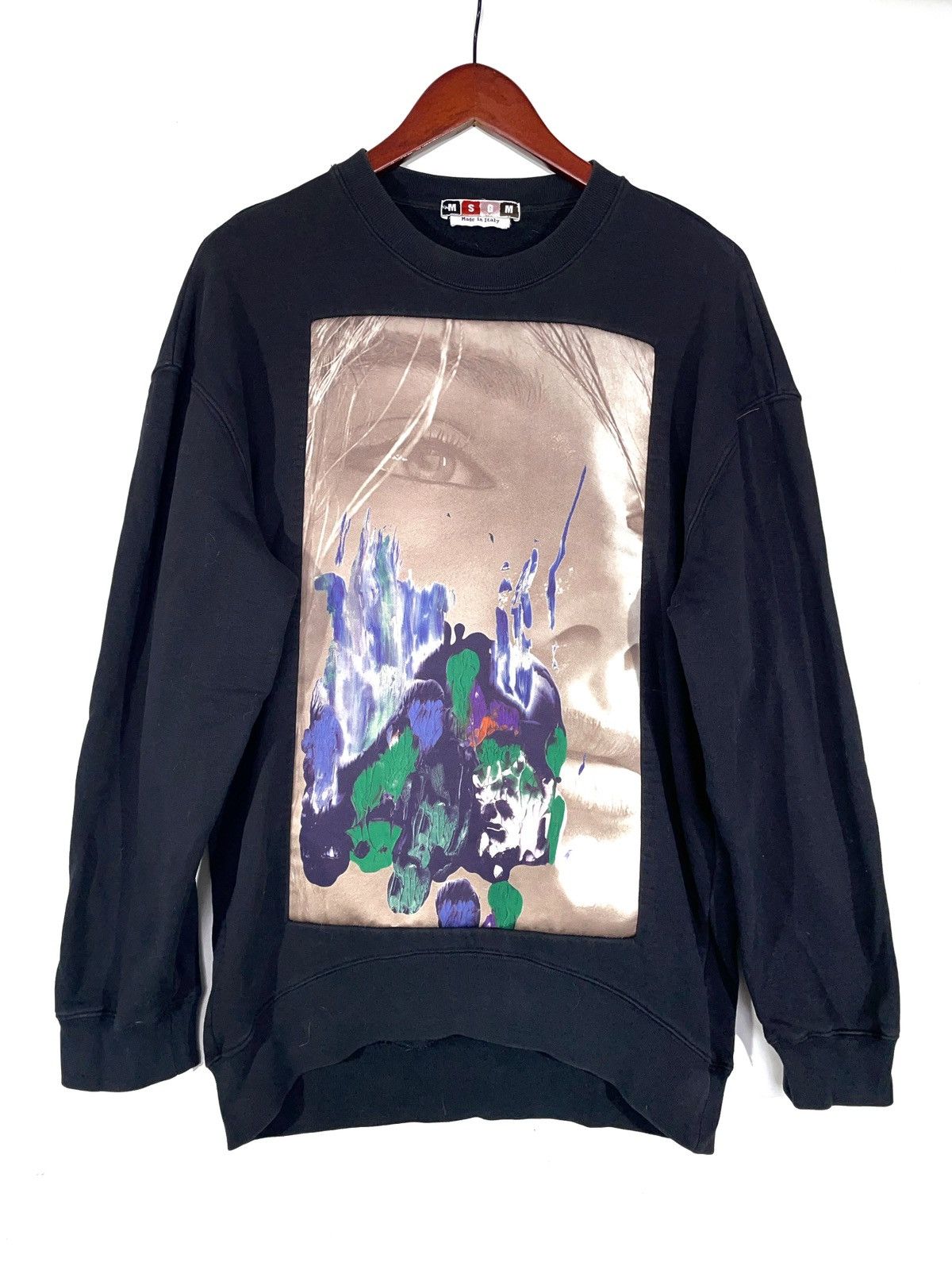 MSGM Big Logo Black Men Sweatshirt Size M Made in Italy