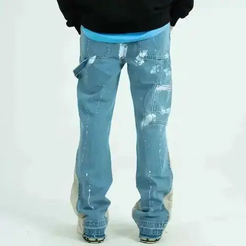 VIBE Paint Splatter Flare Blue Denim Jeans Size US 32 / EU 48 - 4 Thumbnail