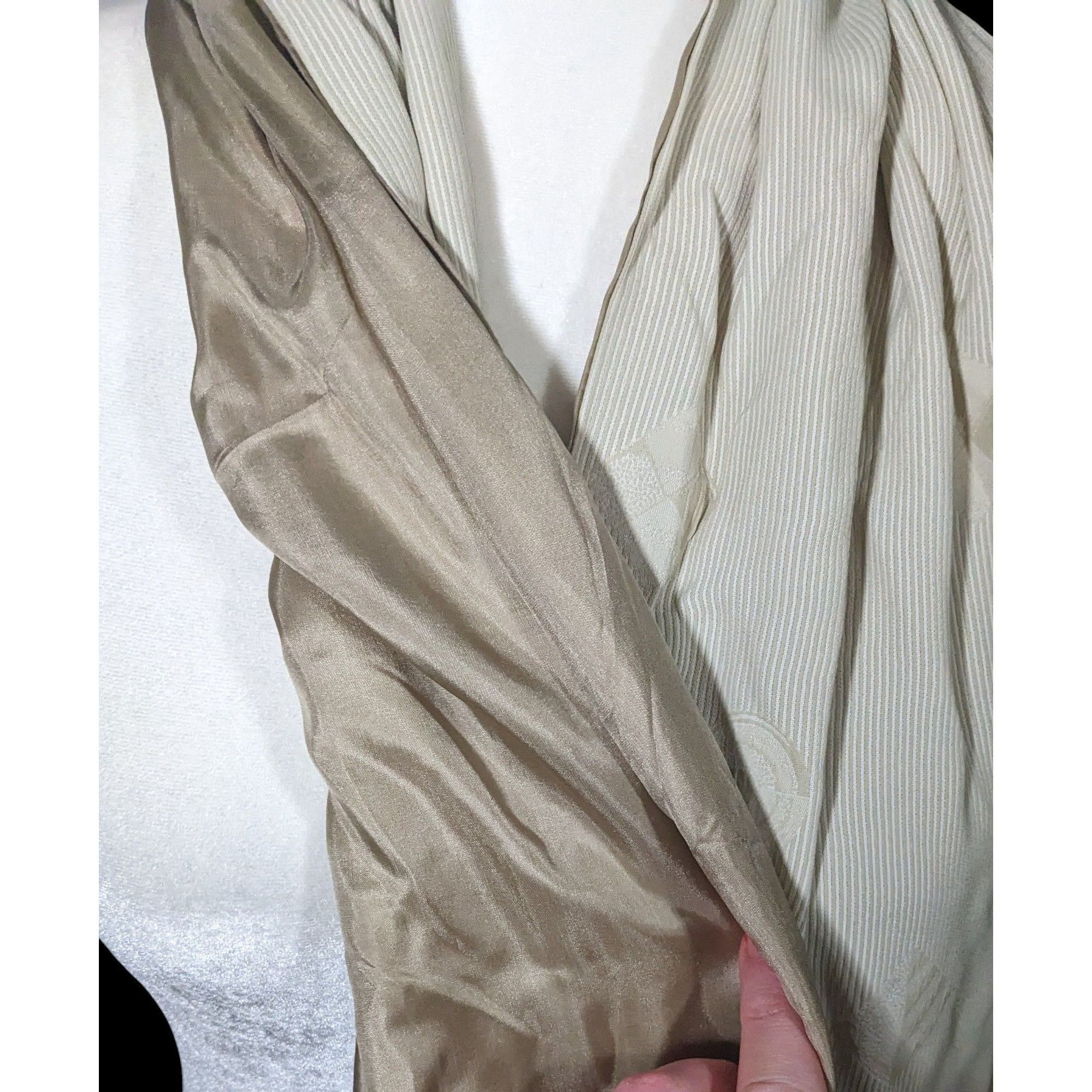 Other Vintage Donna Livingstone Silk Beige Geometric Textured Scar Size ONE SIZE - 4 Thumbnail