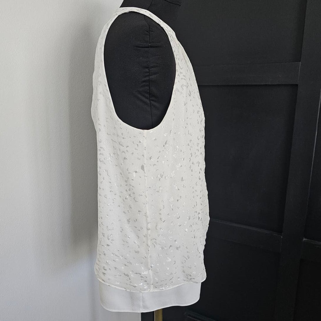 Diane von Furstenberg DVF Diane Von Furstenberg Parvay White/Metallic Silk Top 4 Size S / US 4 / IT 40 - 7 Thumbnail