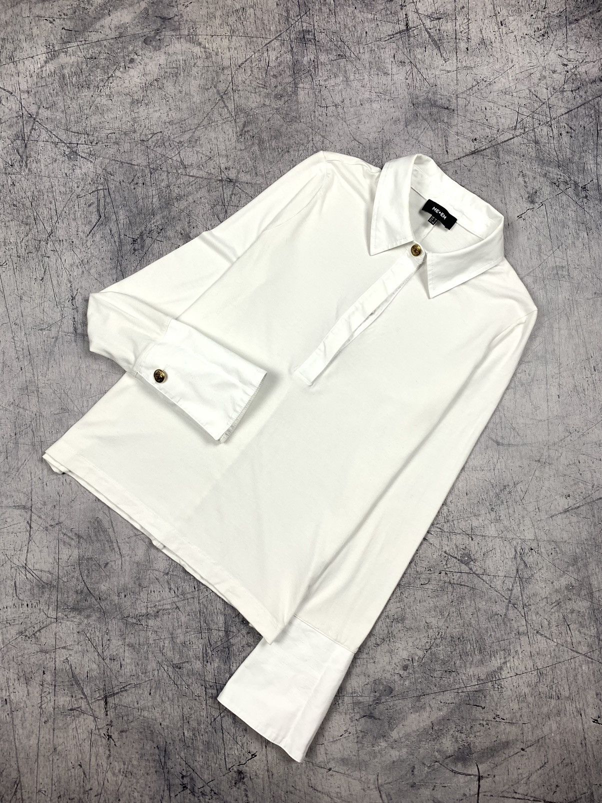 ME+EM ME+EM Polo Shirt Long Sleeve Women’s Size UK 12 White Top Size M / US 6-8 / IT 42-44 - 1 Thumbnail