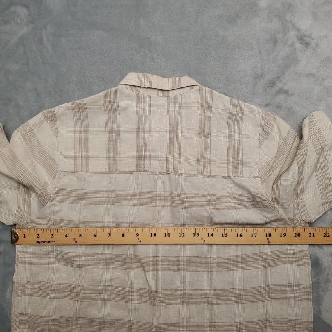 Vintage VINTAGE Georgio Saint Angelo Shirt Womens M Beige 60% Linen Blend Short Sleeve Button-Up Collared Vintage Style/Classic Outdoor 90s? Size M / US 6-8 / IT 42-44 - 8 Thumbnail