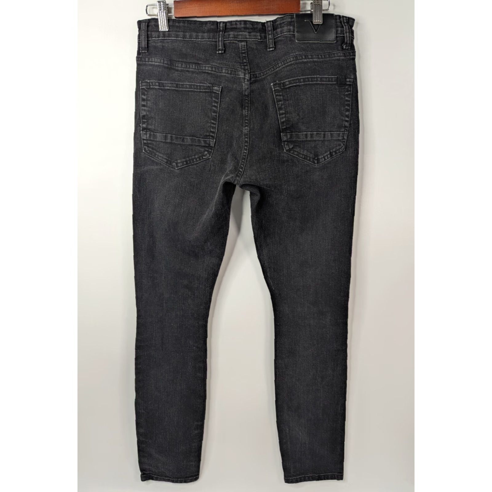Vintage Vestiti Eleganti Jeans Mens 32x32 Black Denim Stretch Biker Moto Style 80s 90s Hip Hop Size US 32 / EU 48 - 3 Thumbnail