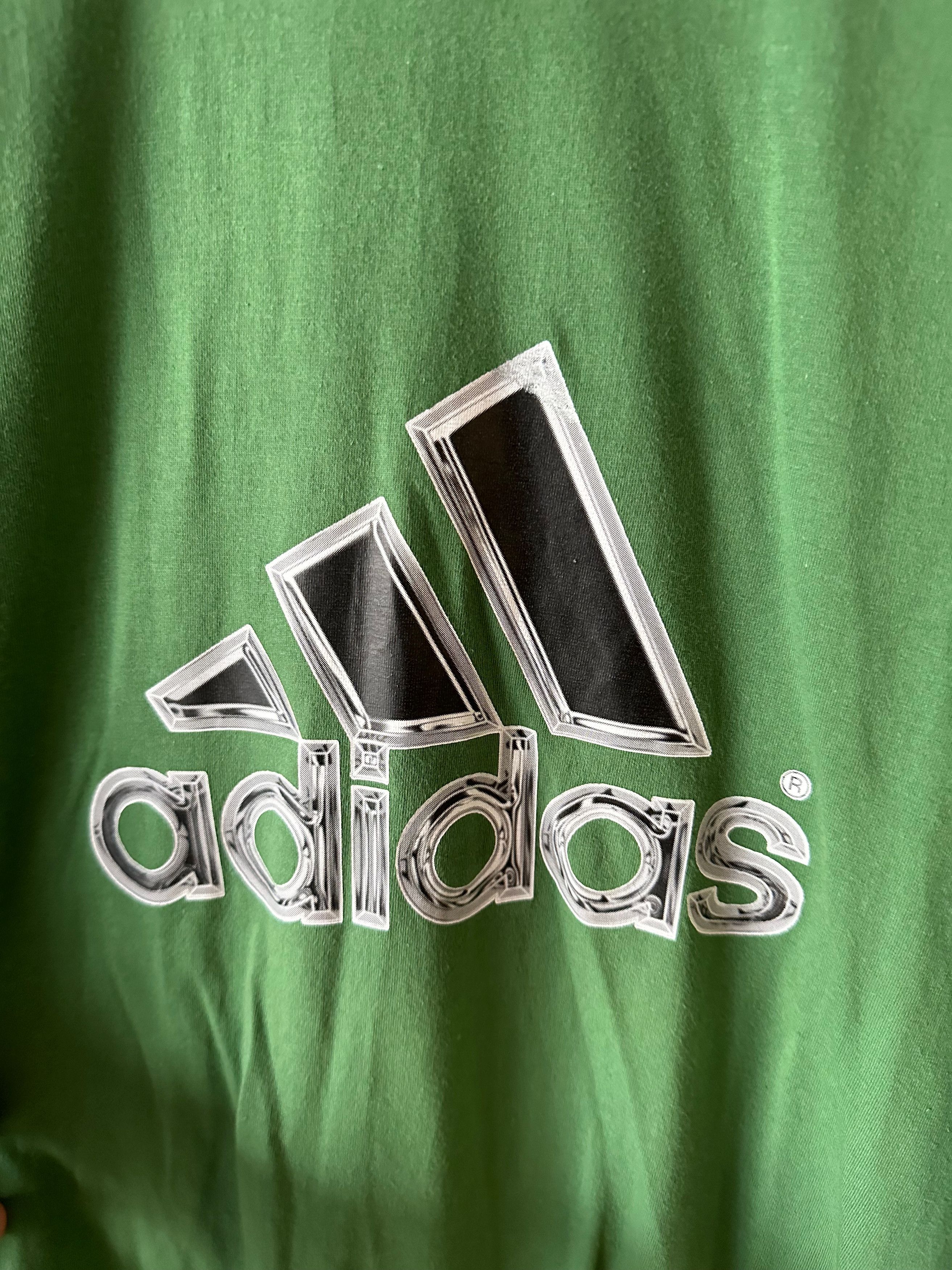 Vintage 90's ADIDAS vintage big logo t shirt green Size US XL / EU 56 / 4 - 2 Thumbnail