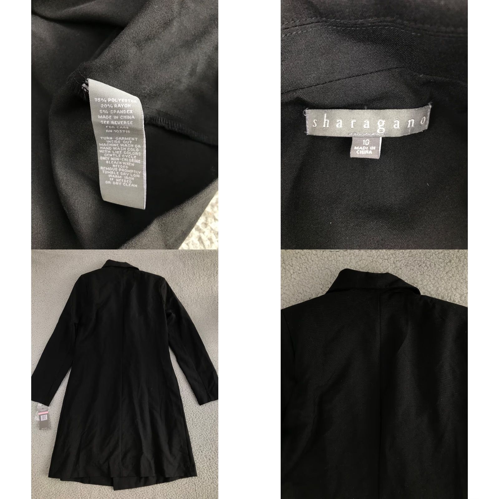 Doublet Sharagano Blazer Women's 10 Black Long NWT Double Breasted Shoulder Pads Pockets Blazer Size L / US 10 / IT 46 - 9 Thumbnail