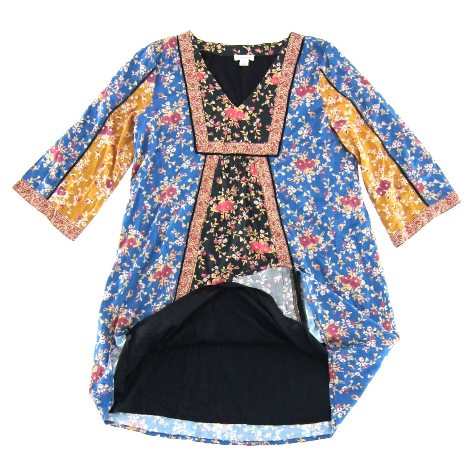 Vintage Sundance Dress Shirt 3/4 Sleeve V-Neck Floral Tunic Smock Blue Small Women шу Size S / US 4 / IT 40 - 5 Thumbnail