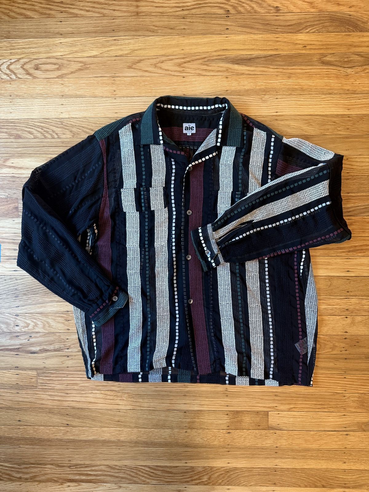 Japanese Brand AÏE sheer embroidered long/short sleeve button up Size US L / EU 52-54 / 3 - 1 Thumbnail