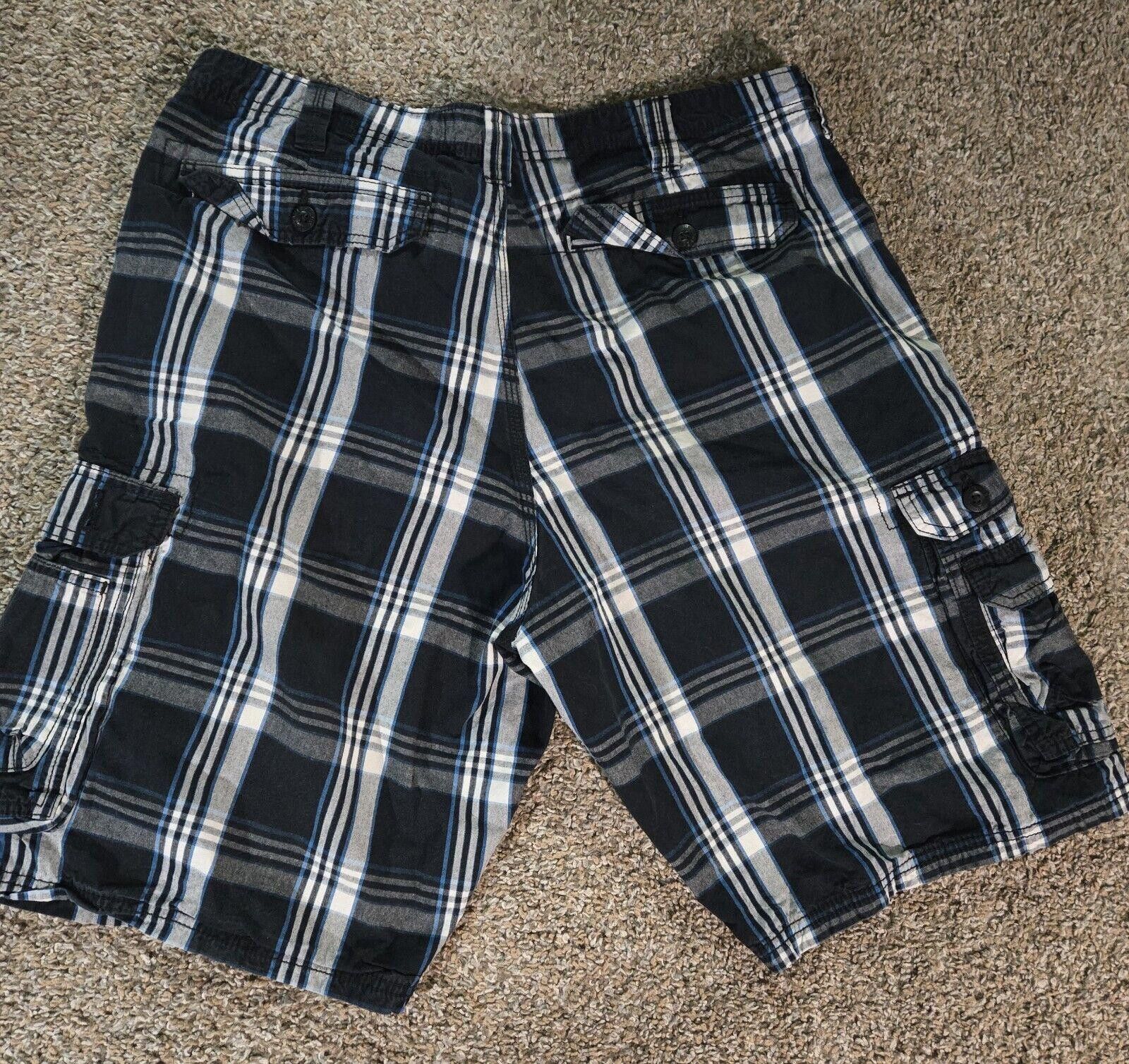 Lee Black And White Blue Stripe Plaid Lee Dungaree Shorts 38 Size US 38 / EU 54 - 9 Thumbnail