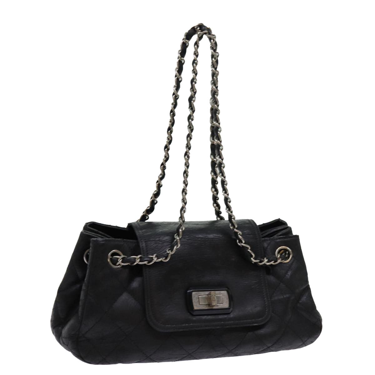 image of Chanel Matelasse Chain Shoulder Bag Coated Canvas Black Cc Auth 70257, Women's