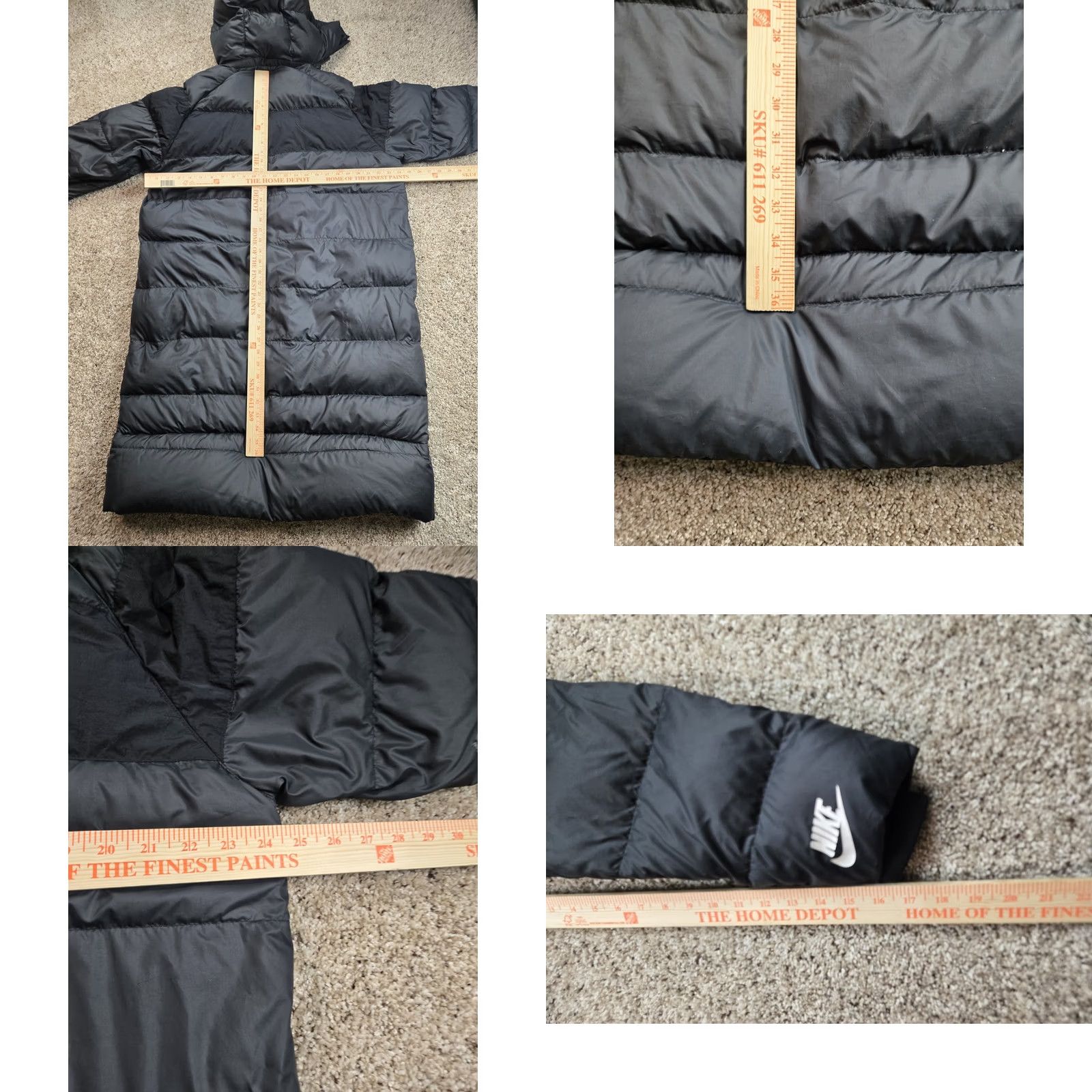 Nike Nike Down Puffer Parka Jacket Womens Medium Black Long Zip Hooded Pockets Size M / US 6-8 / IT 42-44 - 9 Thumbnail
